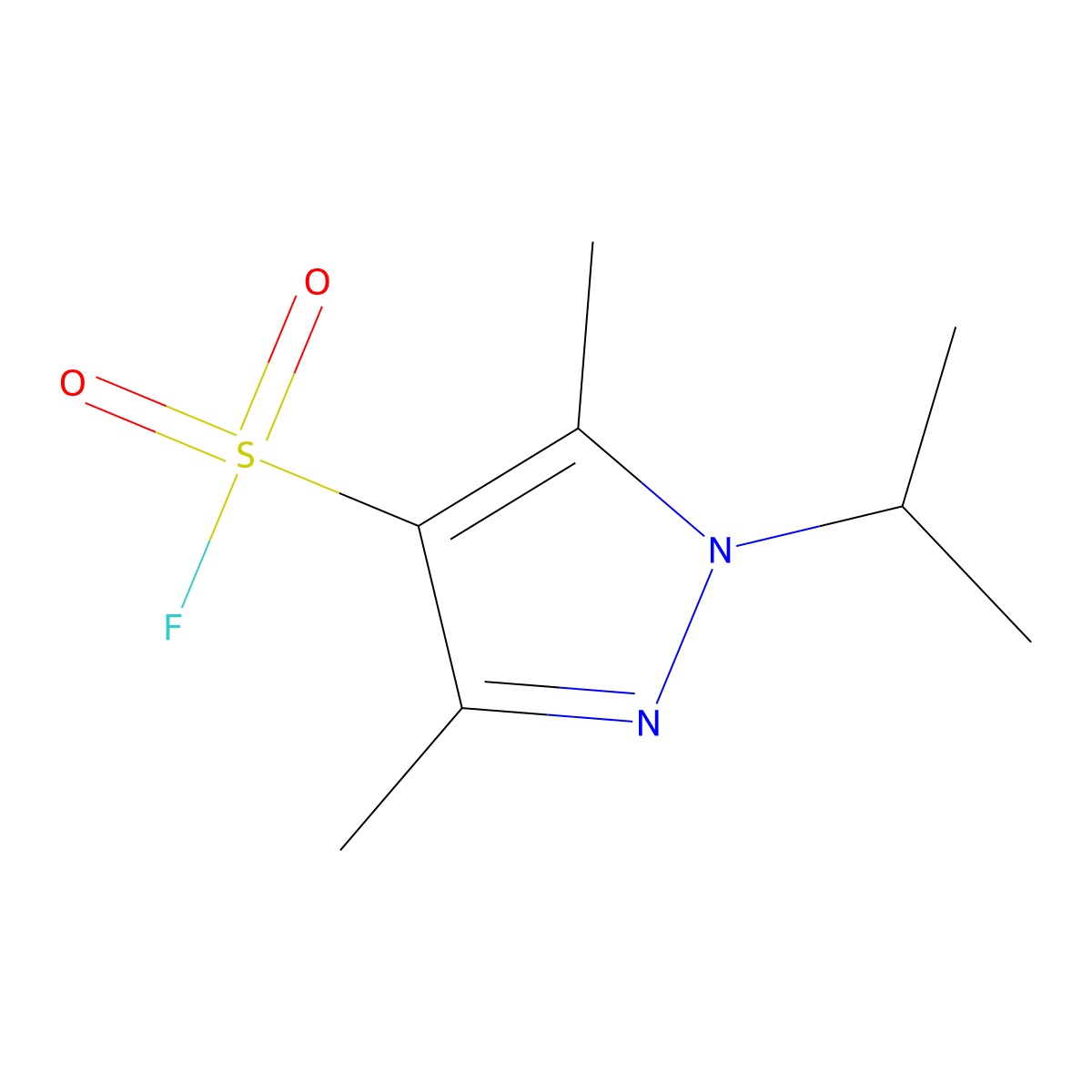 3,5-dimethyl-1-(propan-2-yl)-1H-pyrazole-4-sulfonyl fluoride molecular structure, CAS 2137765-43-4