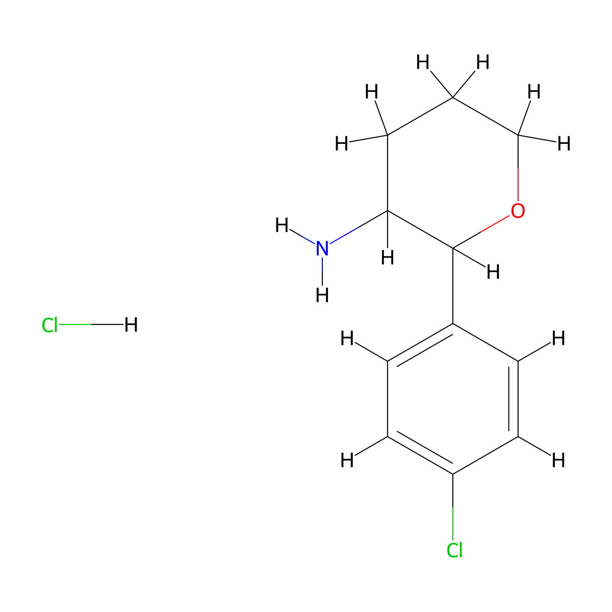 2-(4-Chlorophenyl)oxan-3-amine hydrochloride molecular structure, CAS 2137766-33-5