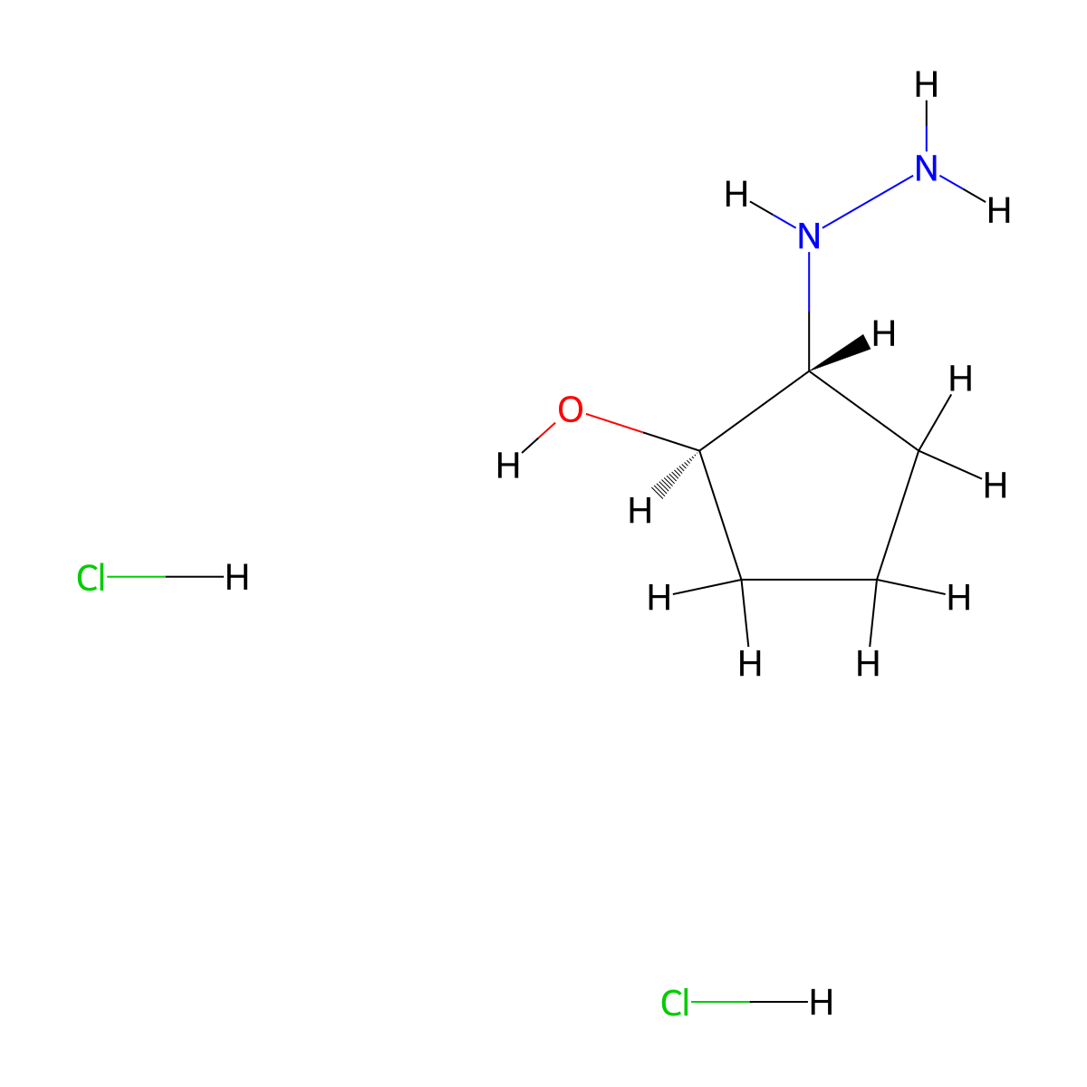 rac-(1R,2R)-2-hydrazinylcyclopentan-1-ol dihydrochloride molecular structure, CAS 2137766-40-4