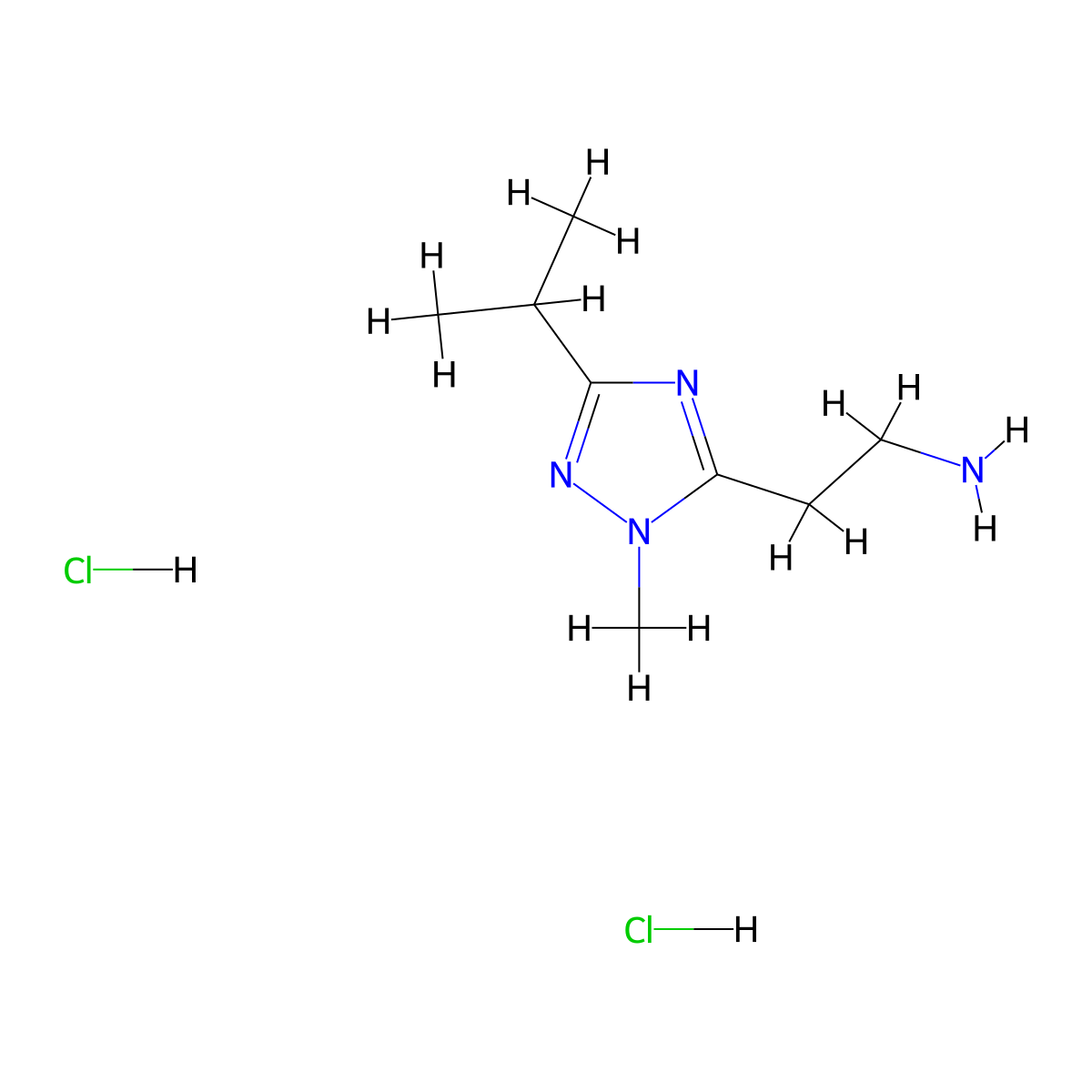 2-[1-methyl-3-(propan-2-yl)-1H-1,2,4-triazol-5-yl]ethan-1-amine dihydrochloride molecular structure, CAS 2137766-72-2
