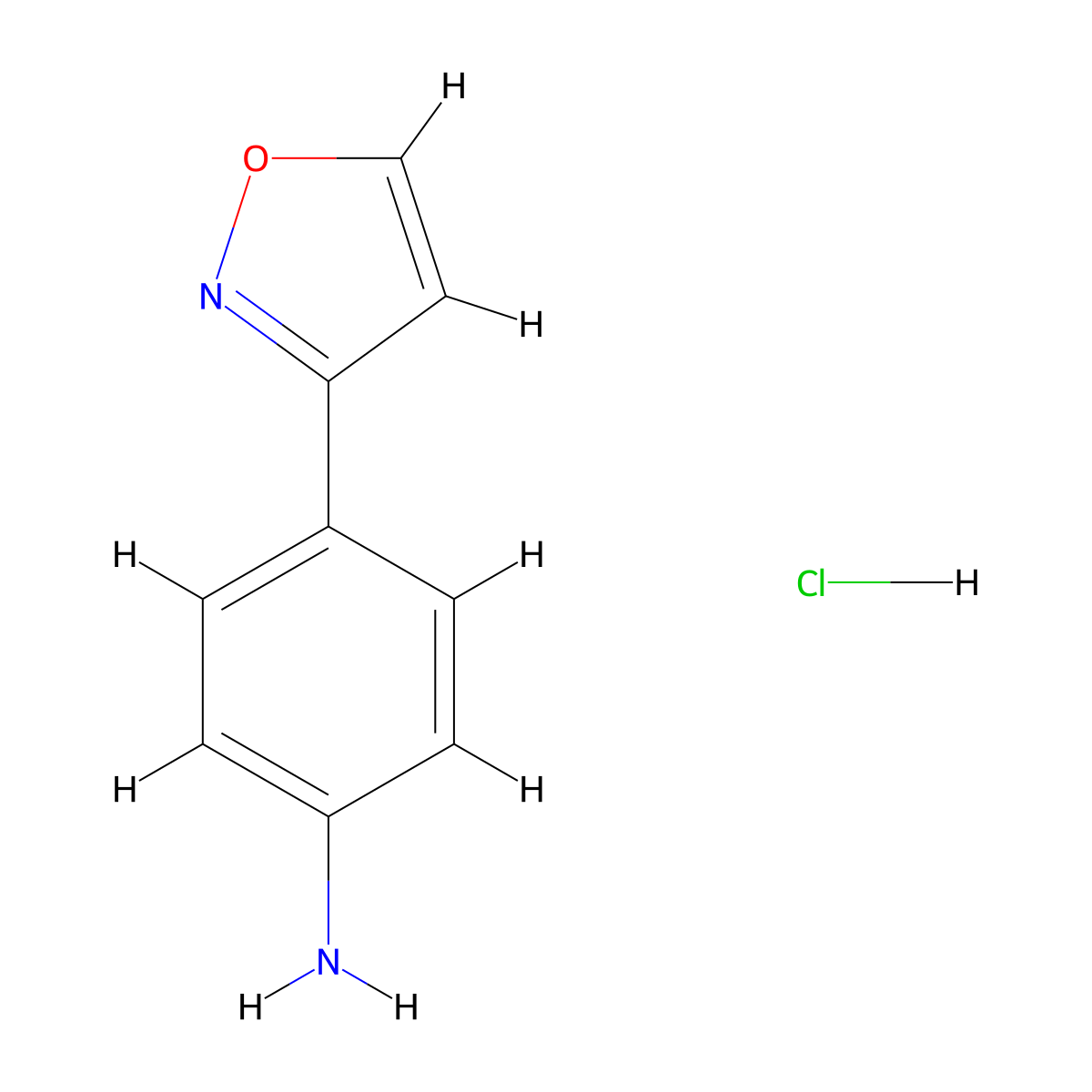 4-(1,2-Oxazol-3-yl)aniline hydrochloride molecular structure, CAS 2137767-11-2
