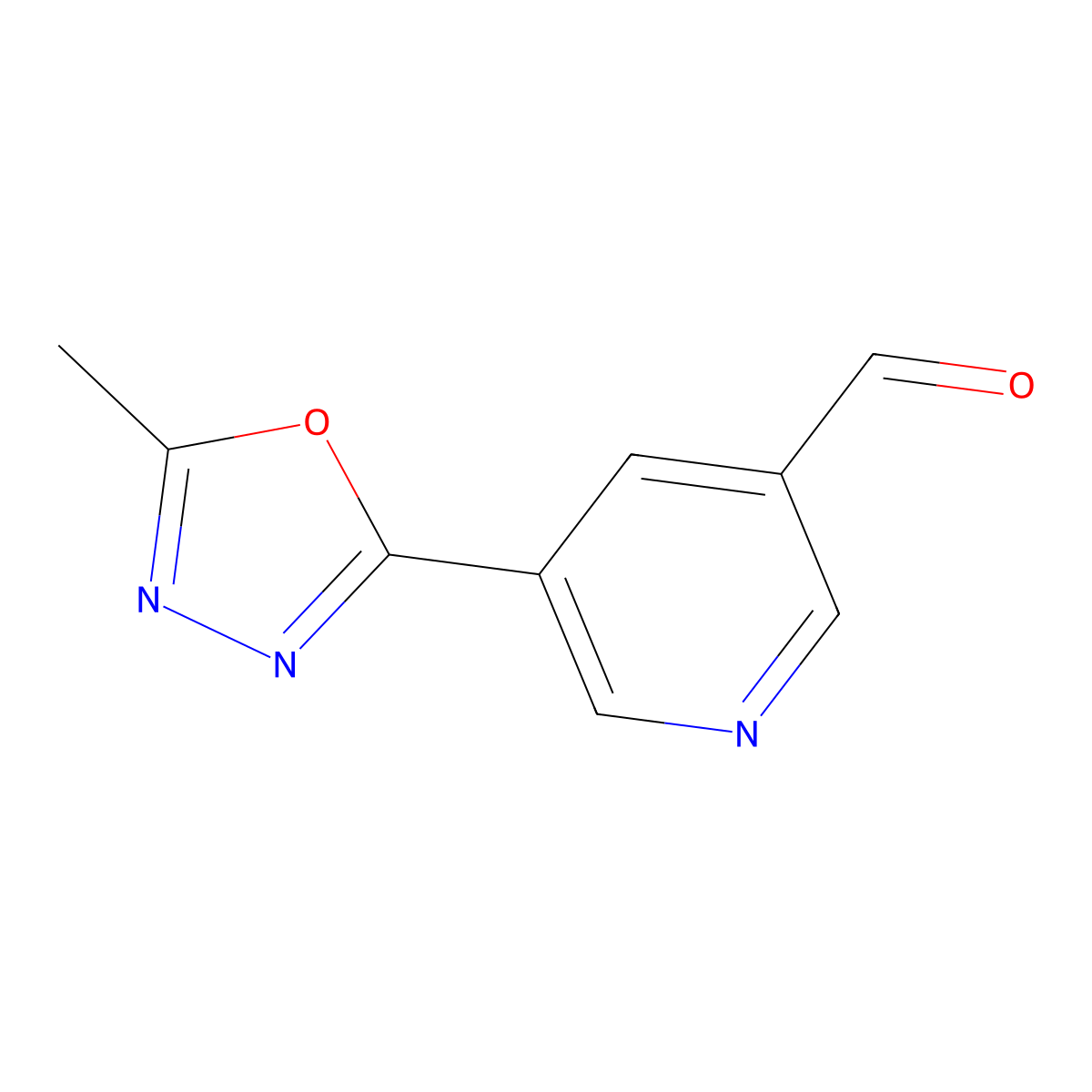 5-(5-Methyl-1,3,4-oxadiazol-2-yl)pyridine-3-carbaldehyde molecular structure, CAS 2137767-44-1