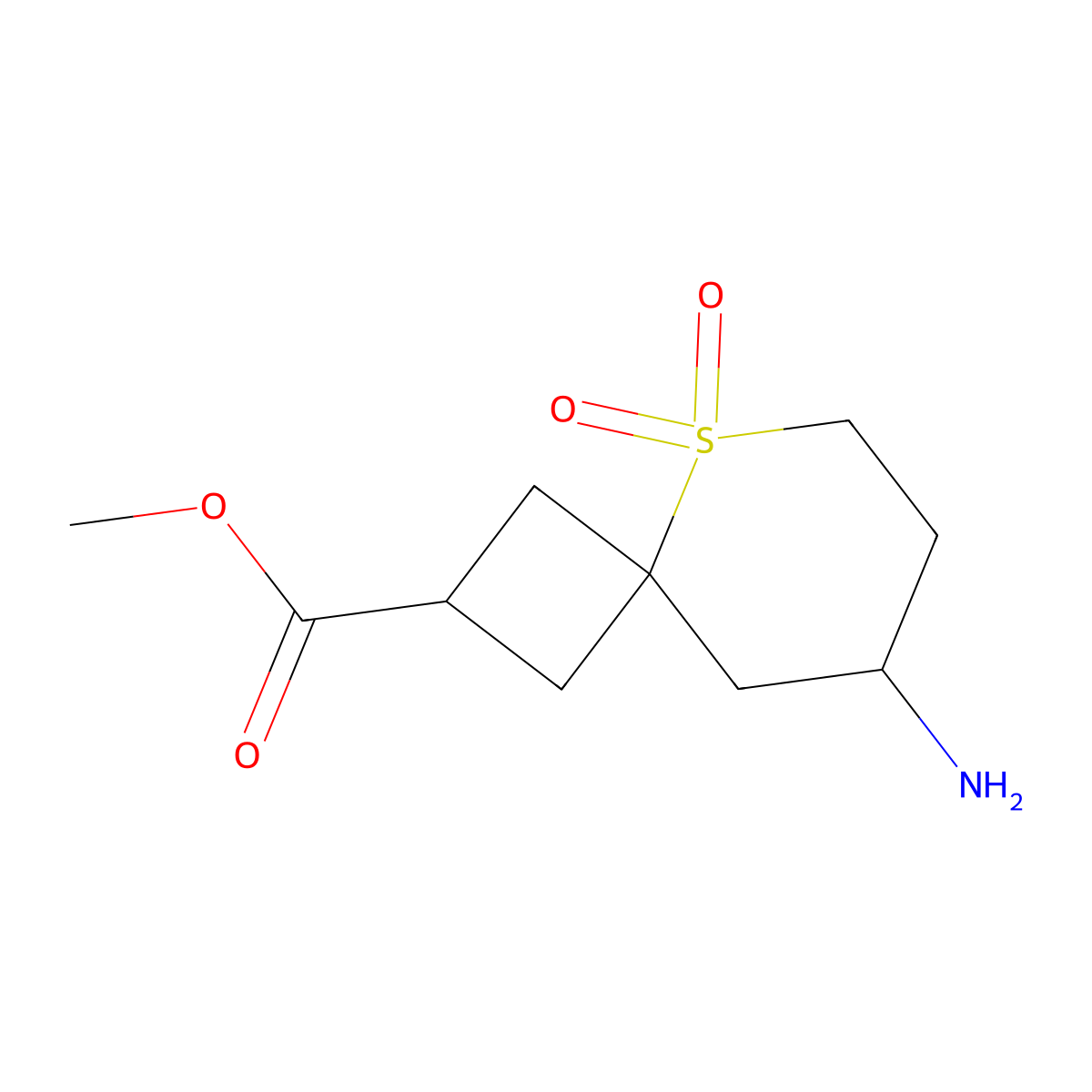 Methyl 8-amino-5,5-dioxo-5lambda6-thiaspiro[3.5]nonane-2-carboxylate molecular structure, CAS 2137768-46-6