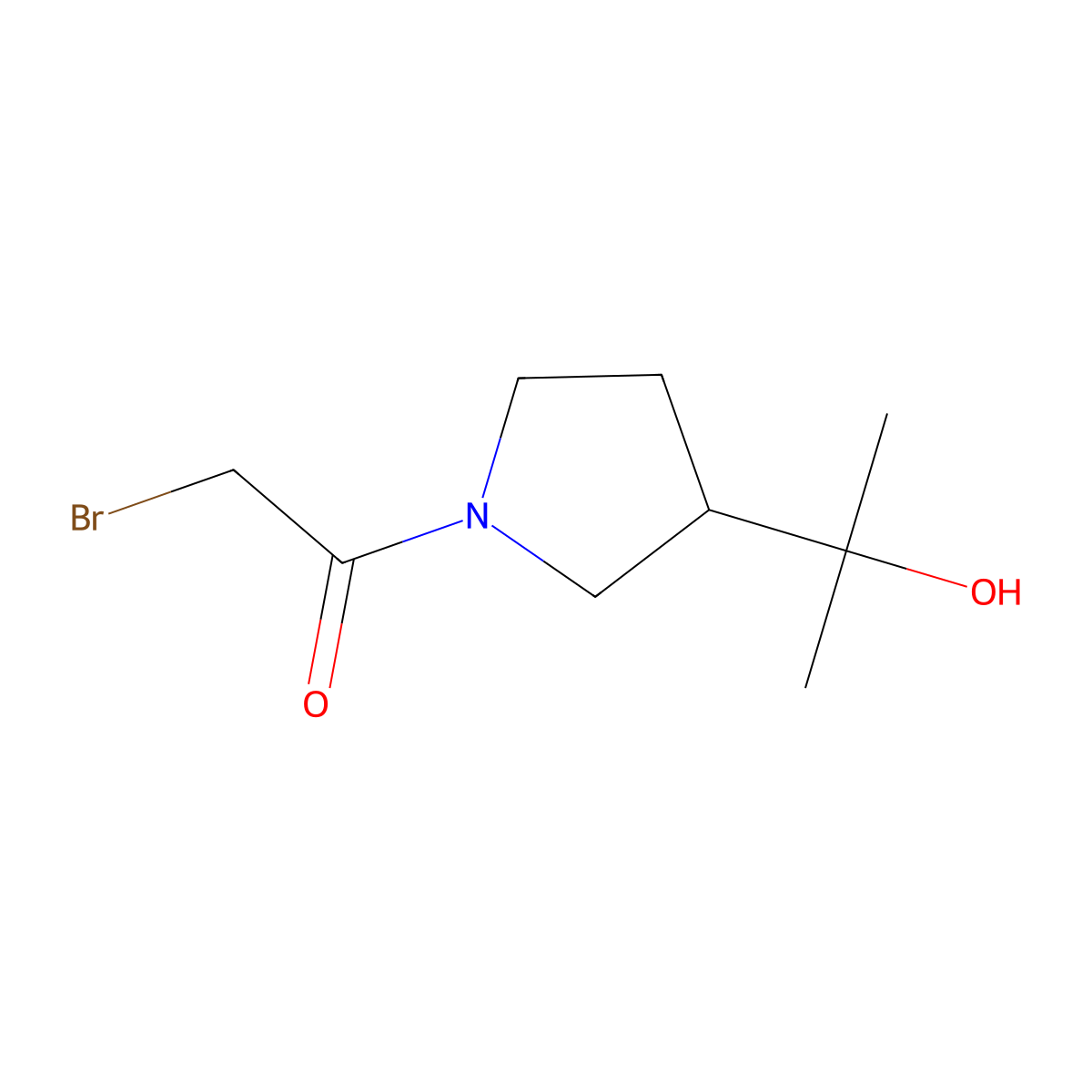 2-Bromo-1-[3-(2-hydroxypropan-2-yl)pyrrolidin-1-yl]ethan-1-one molecular structure, CAS 2137772-57-5
