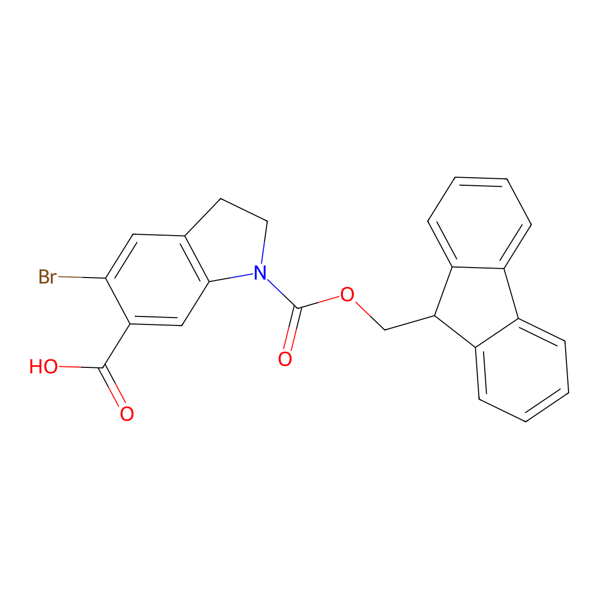 5-bromo-1-{[(9H-fluoren-9-yl)methoxy]carbonyl}-2,3-dihydro-1H-indole-6-carboxylic acid molecular structure, CAS 2137772-73-5
