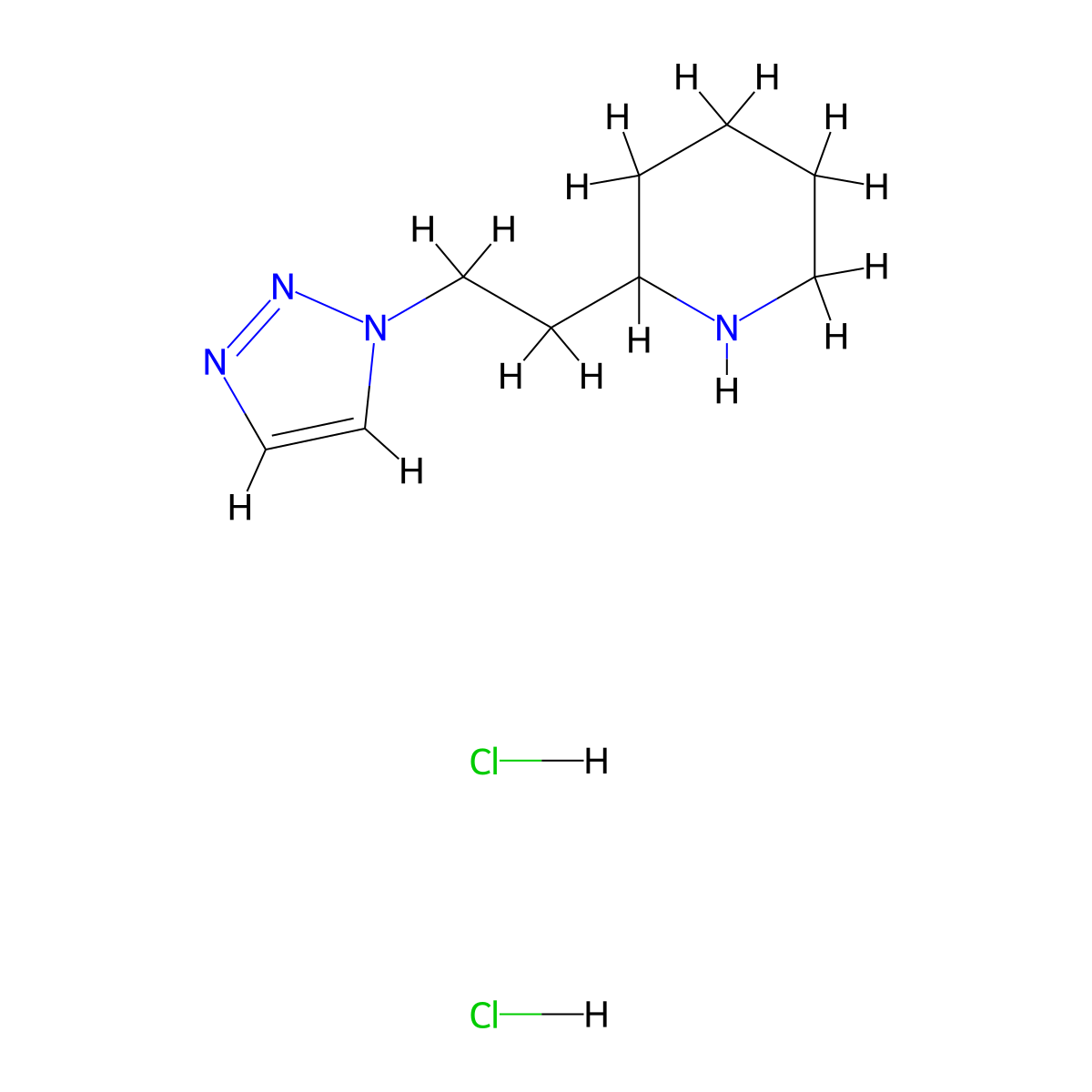 2-[2-(1H-1,2,3-triazol-1-yl)ethyl]piperidine dihydrochloride molecular structure, CAS 2137773-90-9