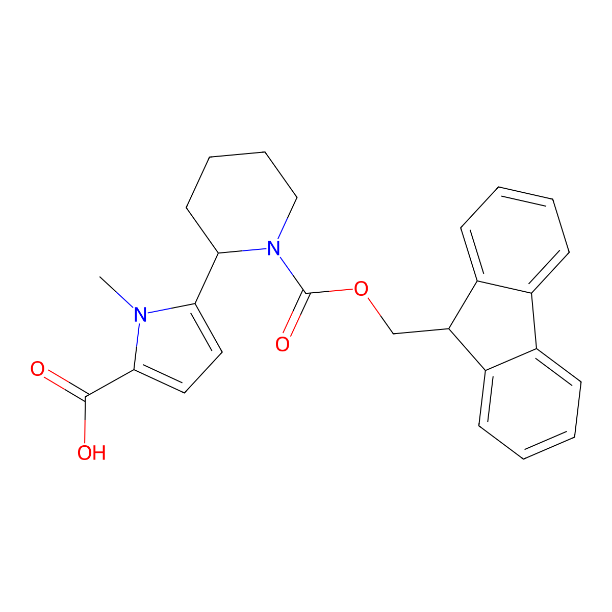 5-(1-{[(9H-fluoren-9-yl)methoxy]carbonyl}piperidin-2-yl)-1-methyl-1H-pyrrole-2-carboxylic acid molecular structure, CAS 2137773-98-7