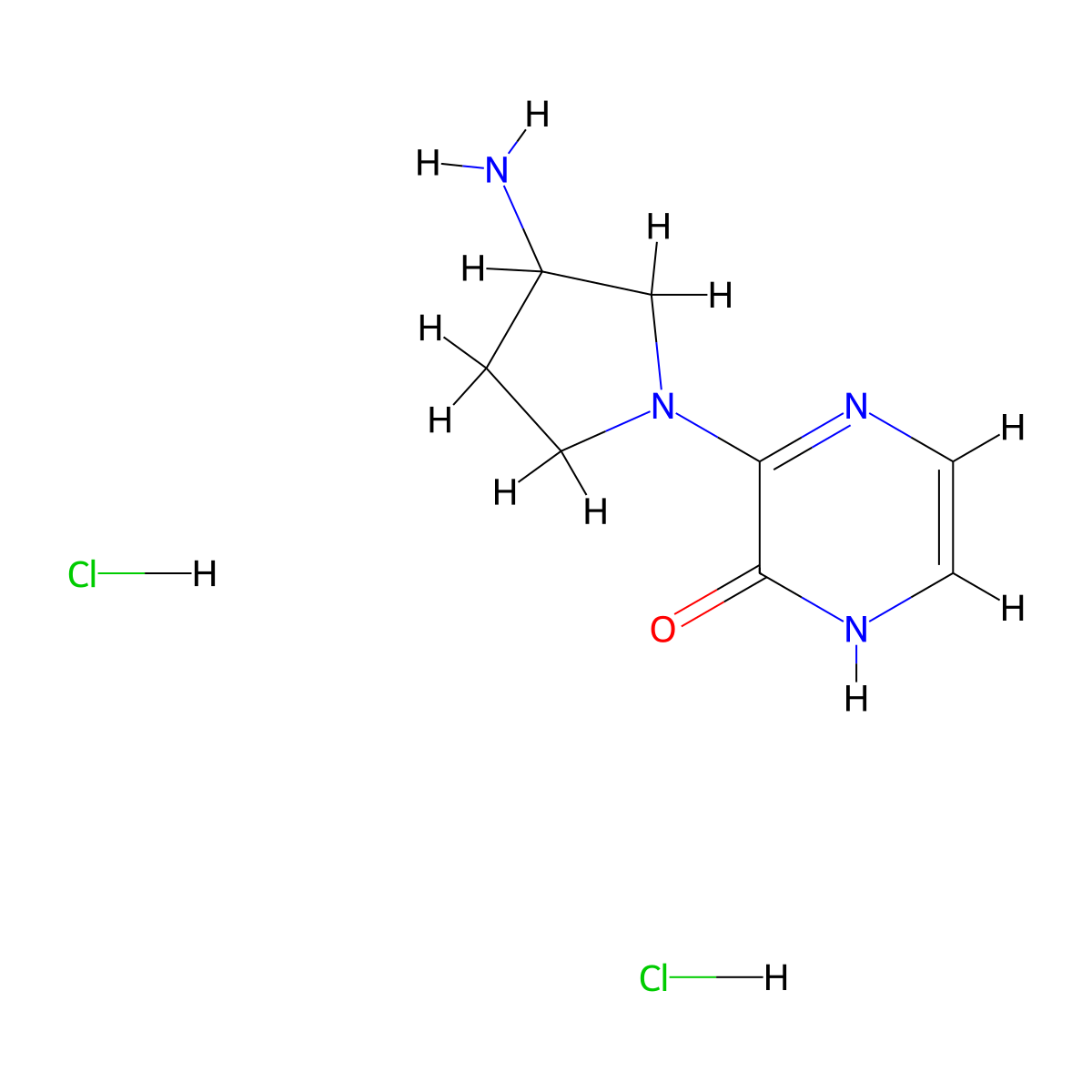 3-(3-Aminopyrrolidin-1-yl)-1,2-dihydropyrazin-2-one dihydrochloride molecular structure, CAS 2137774-41-3