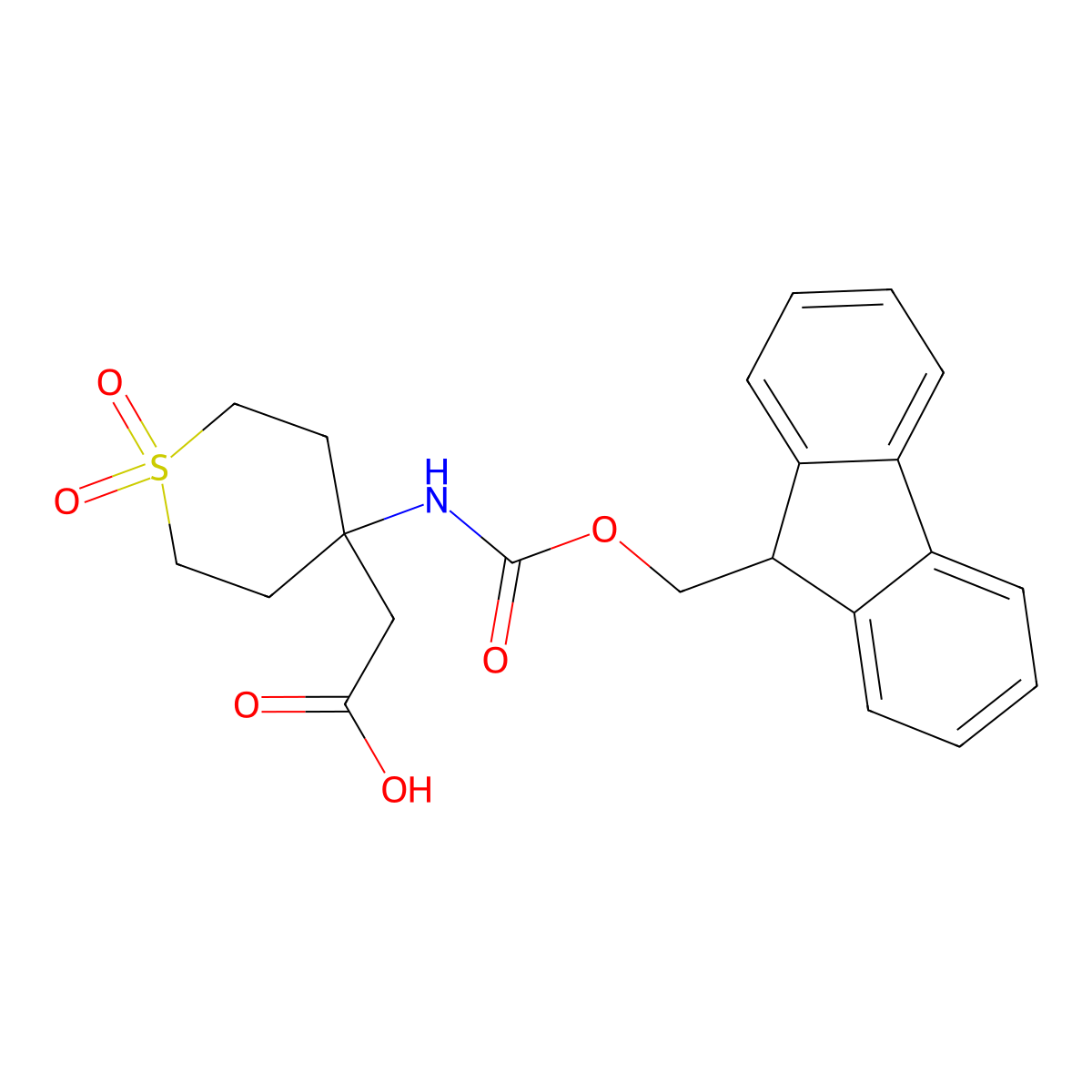 2-[4-({[(9H-fluoren-9-yl)methoxy]carbonyl}amino)-1,1-dioxo-1lambda6-thian-4-yl]acetic acid molecular structure, CAS 2137774-75-3