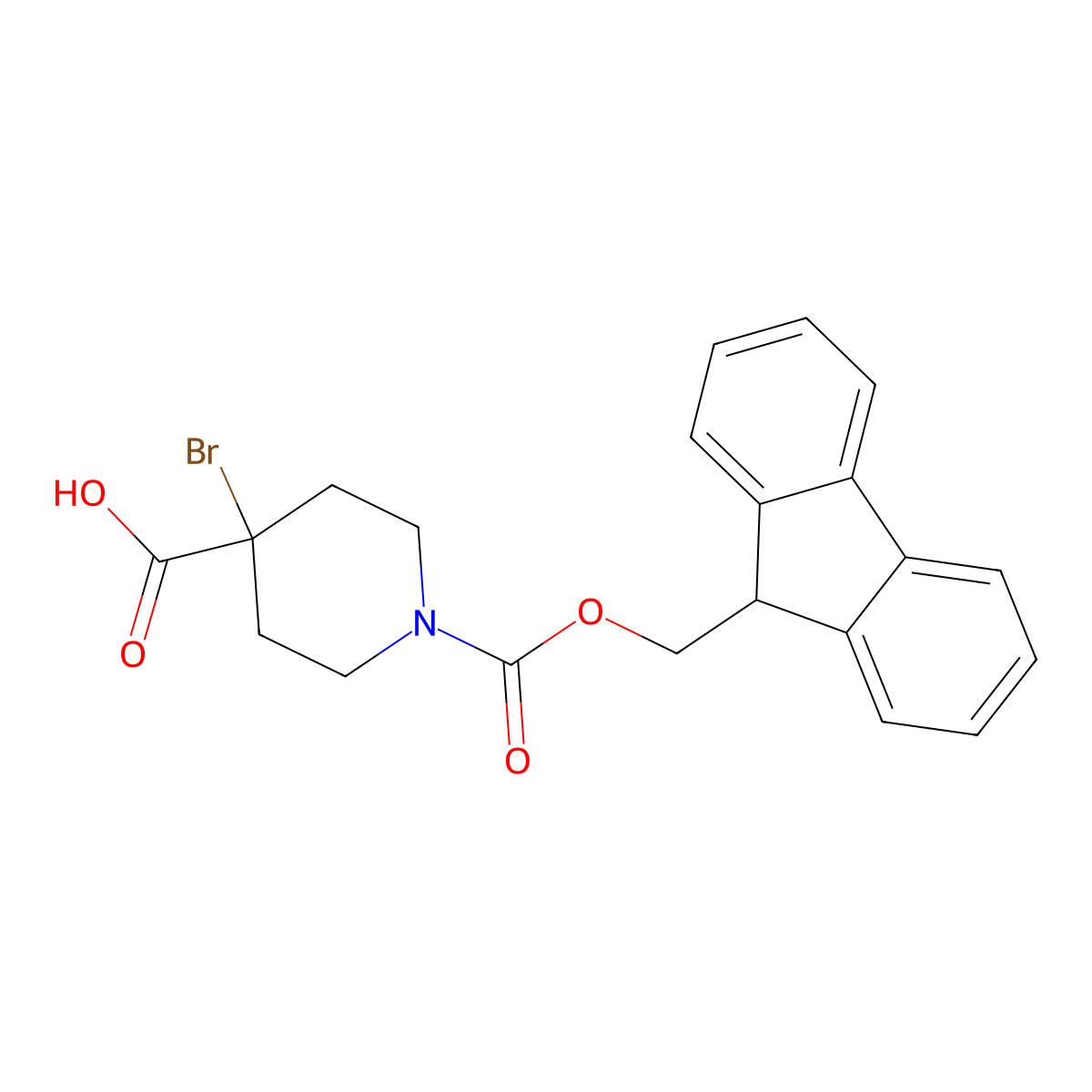 4-bromo-1-{[(9H-fluoren-9-yl)methoxy]carbonyl}piperidine-4-carboxylic acid molecular structure, CAS 2137774-77-5
