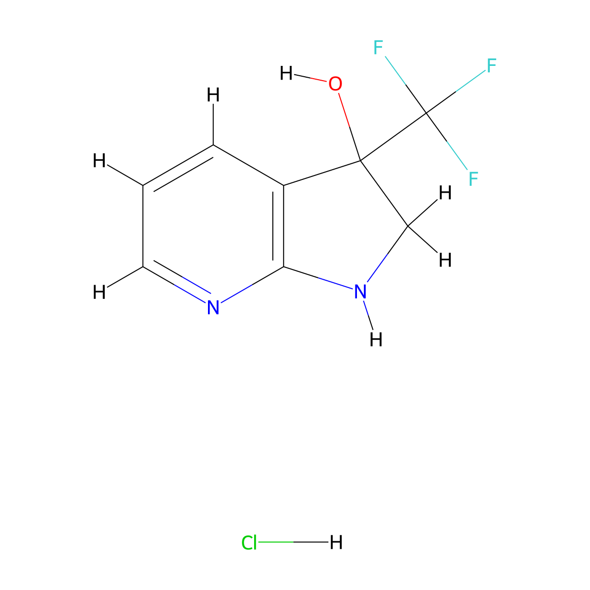3-(trifluoromethyl)-1H,2H,3H-pyrrolo[2,3-b]pyridin-3-ol hydrochloride molecular structure, CAS 2137774-85-5