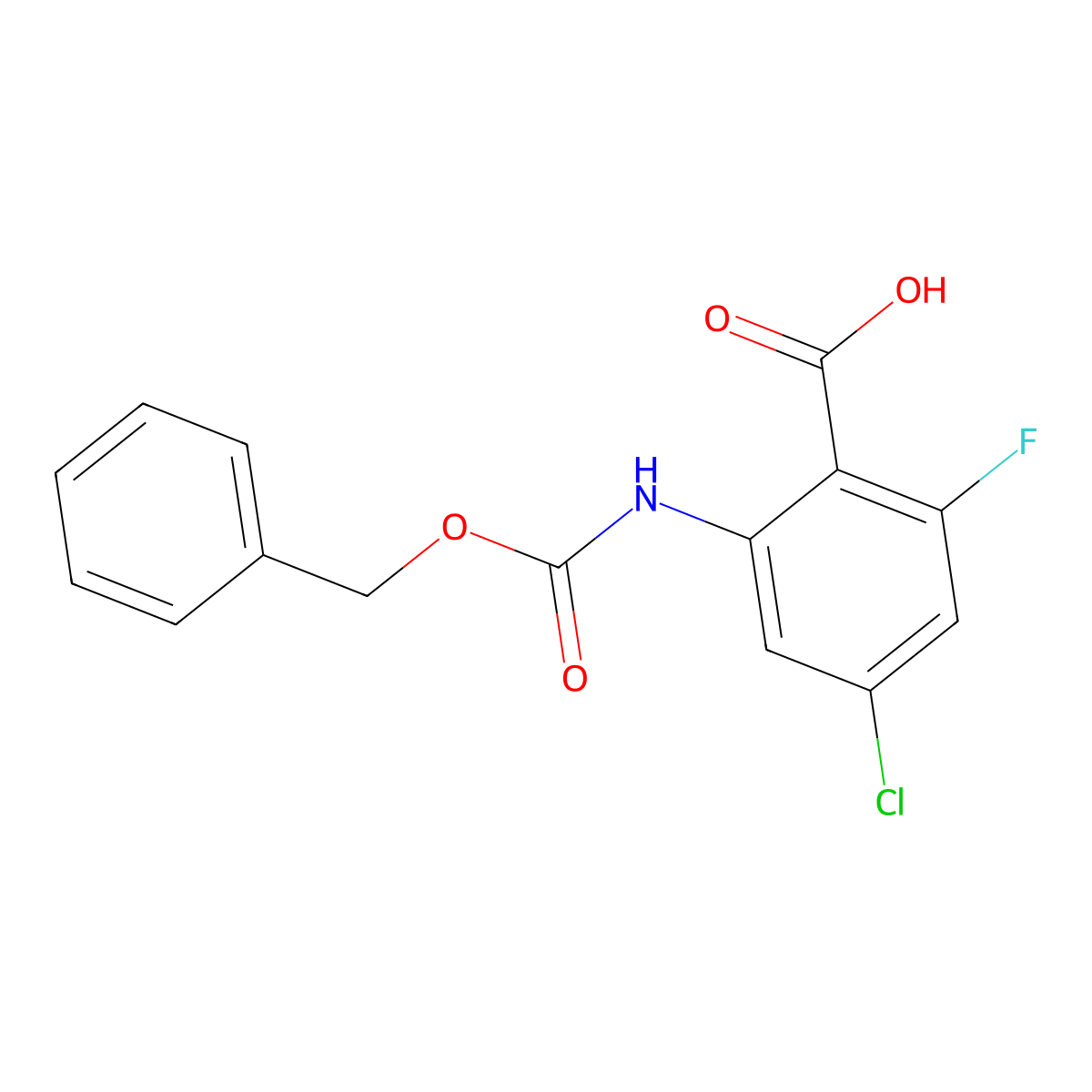 2-{[(Benzyloxy)carbonyl]amino}-4-chloro-6-fluorobenzoic acid molecular structure, CAS 2137774-97-9