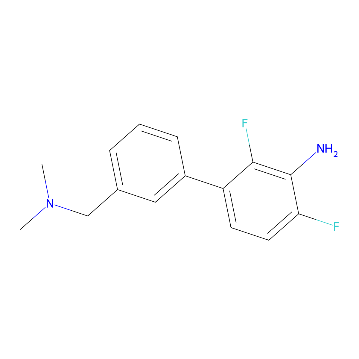 3-{3-[(Dimethylamino)methyl]phenyl}-2,6-difluoroaniline molecular structure, CAS 2137775-01-8