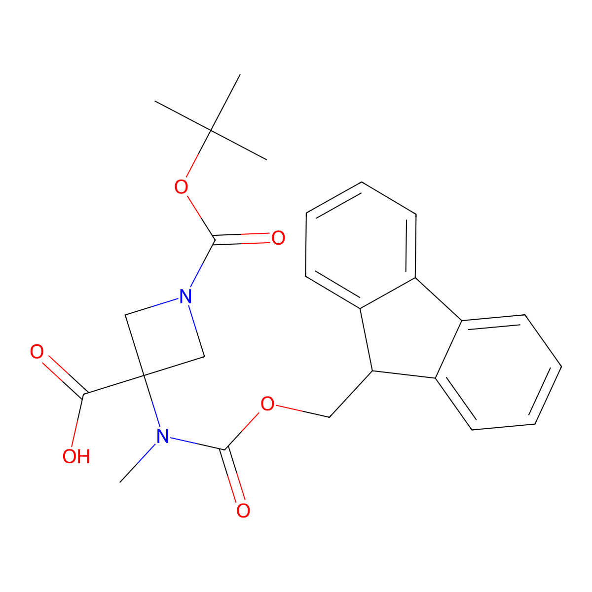 1-[(tert-butoxy)carbonyl]-3-({[(9H-fluoren-9-yl)methoxy]carbonyl}(methyl)amino)azetidine-3-carboxylic acid molecular structure, CAS 2137775-85-8