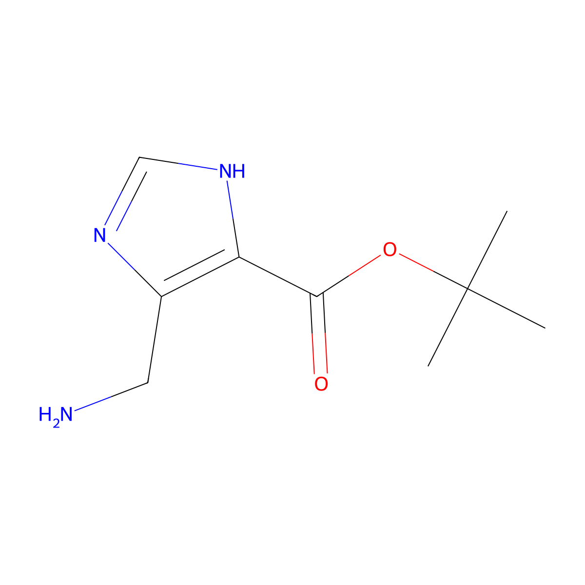tert-butyl 4-(aminomethyl)-1H-imidazole-5-carboxylate molecular structure, CAS 2137777-10-5