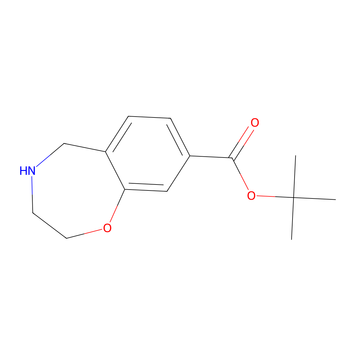 Tert-butyl 2,3,4,5-tetrahydro-1,4-benzoxazepine-8-carboxylate molecular structure, CAS 2137777-21-8