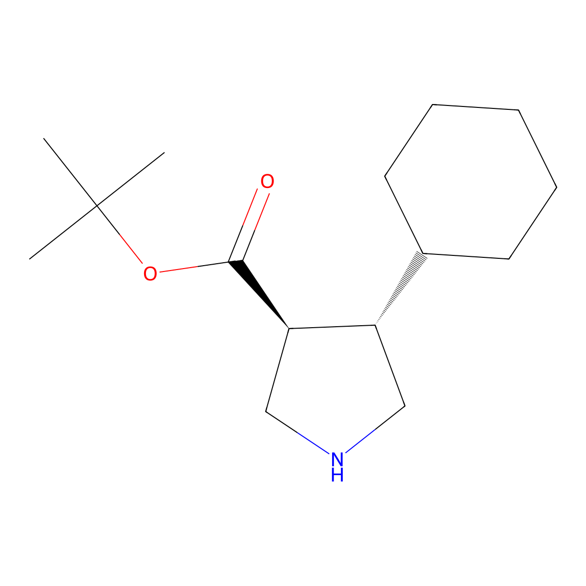 rac-tert-butyl (3R,4R)-4-cyclohexylpyrrolidine-3-carboxylate molecular structure, CAS 2137777-32-1