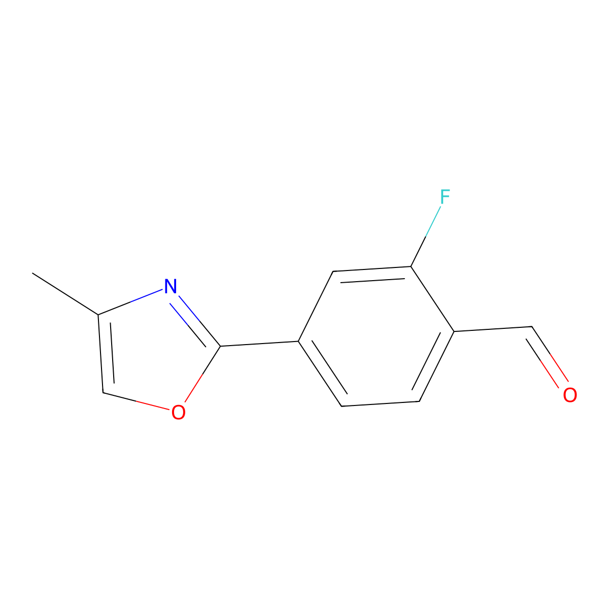 2-Fluoro-4-(4-methyl-1,3-oxazol-2-yl)benzaldehyde molecular structure, CAS 2137778-50-6