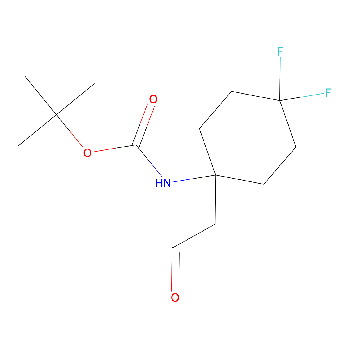 tert-butyl N-[4,4-difluoro-1-(2-oxoethyl)cyclohexyl]carbamate molecular structure, CAS 2137778-51-7