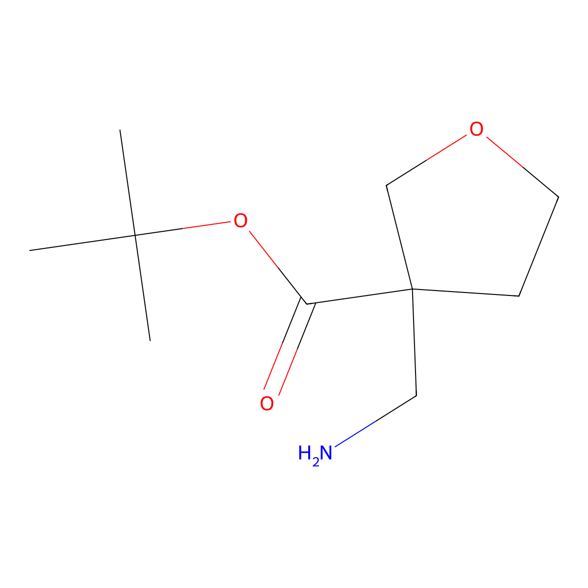 Tert-butyl 3-(aminomethyl)oxolane-3-carboxylate molecular structure, CAS 2137778-54-0