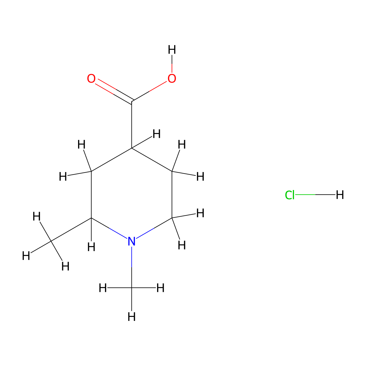 1,2-Dimethylpiperidine-4-carboxylic acid hydrochloride molecular structure, CAS 2137779-20-3