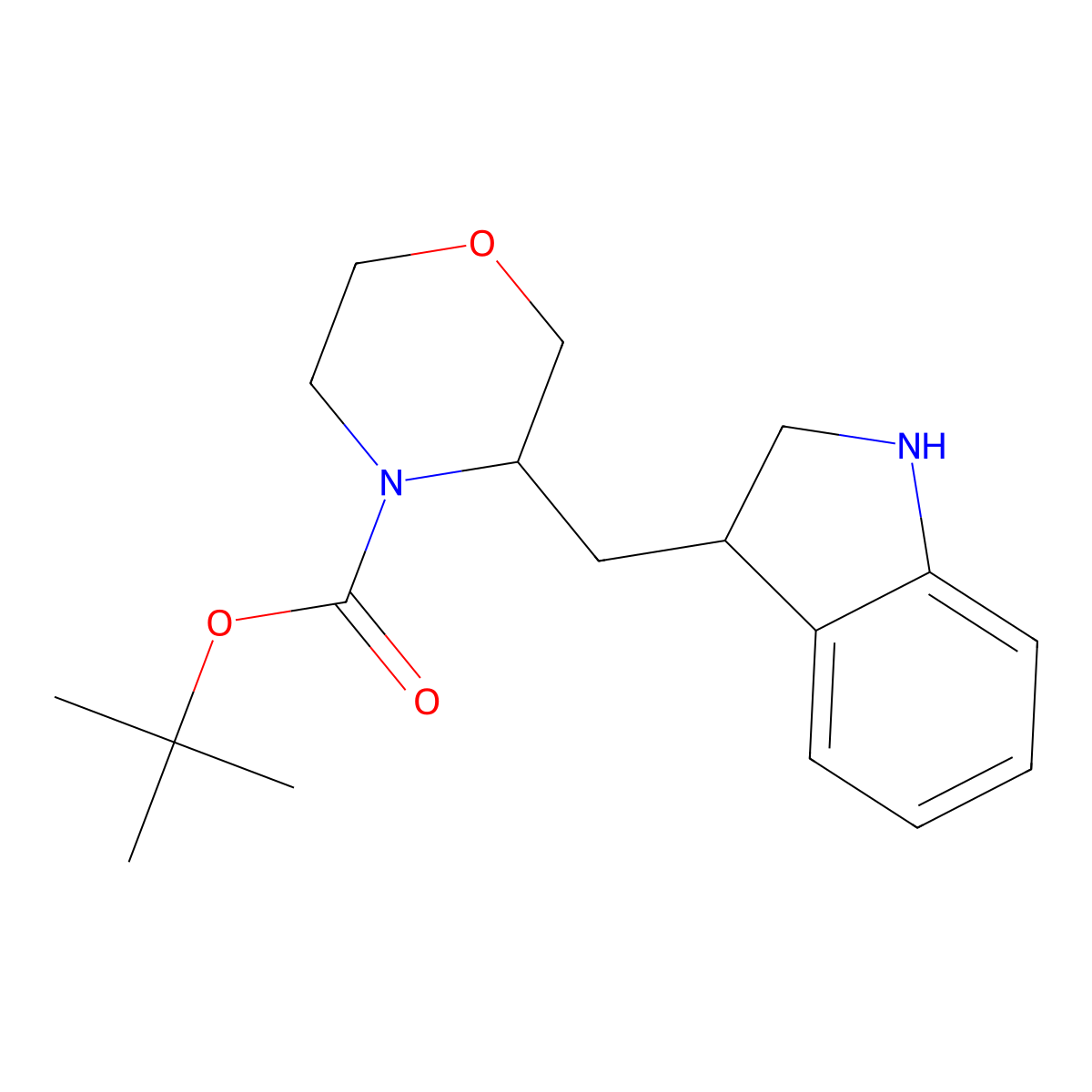 tert-butyl 3-[(2,3-dihydro-1H-indol-3-yl)methyl]morpholine-4-carboxylate molecular structure, CAS 2137779-23-6
