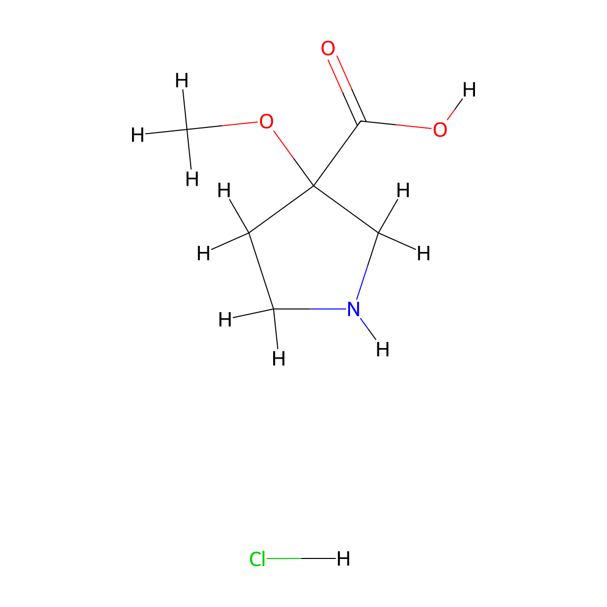 3-Methoxypyrrolidine-3-carboxylic acid hydrochloride molecular structure, CAS 2137779-52-1