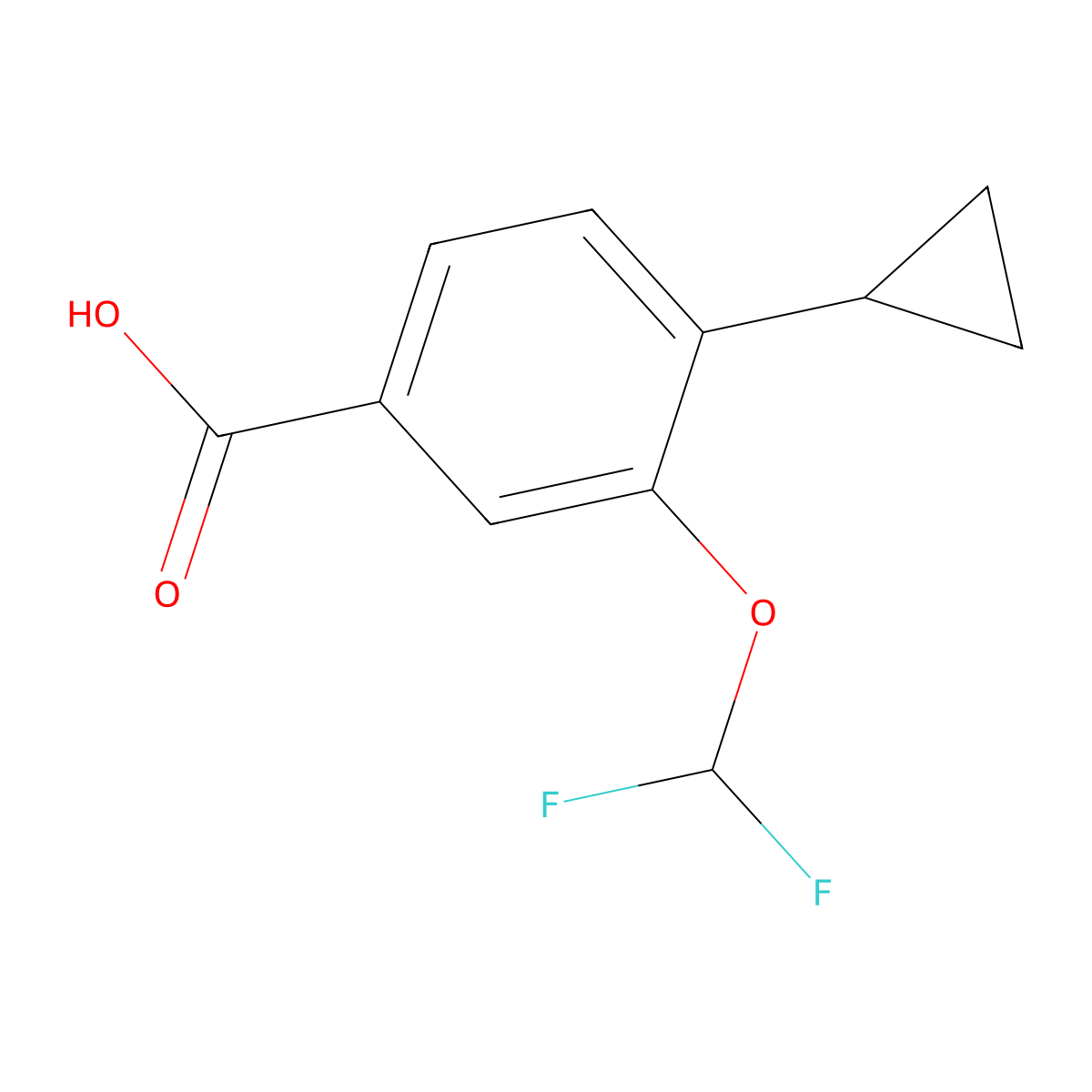 4-Cyclopropyl-3-(difluoromethoxy)benzoic acid molecular structure, CAS 2137780-02-8