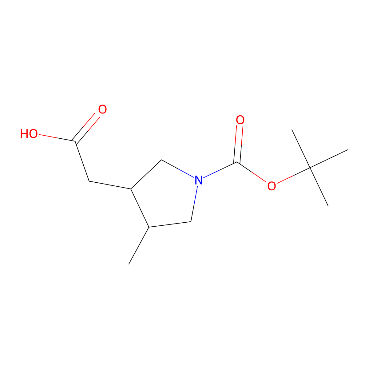 2-{1-[(Tert-butoxy)carbonyl]-4-methylpyrrolidin-3-yl}acetic acid molecular structure, CAS 2137780-05-1