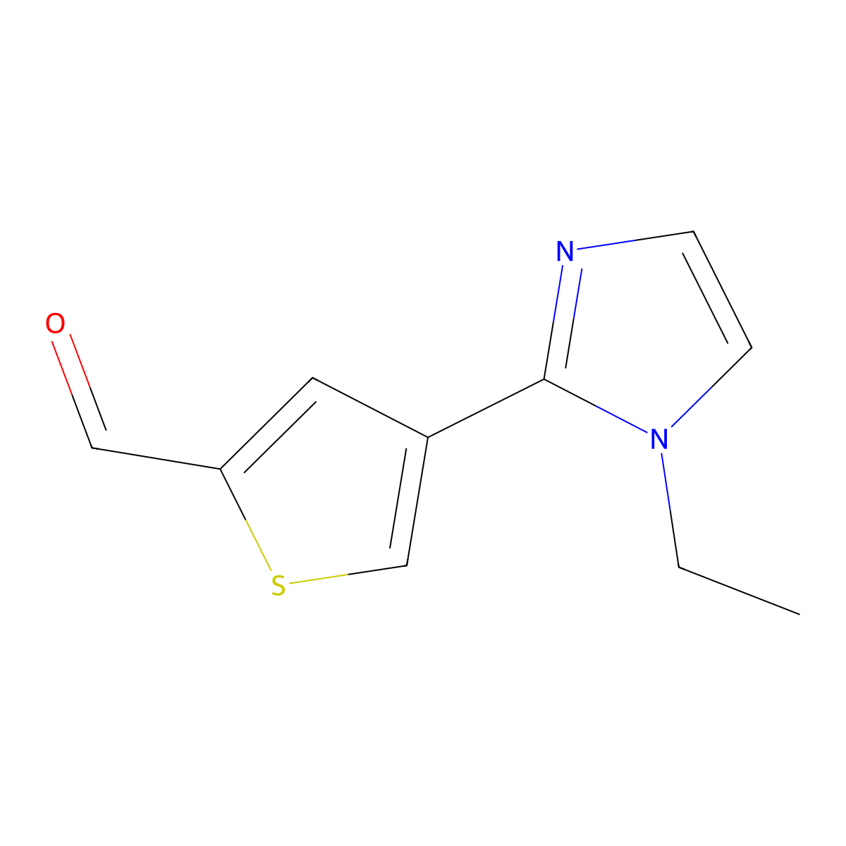 4-(1-ethyl-1H-imidazol-2-yl)thiophene-2-carbaldehyde molecular structure, CAS 2137780-68-6
