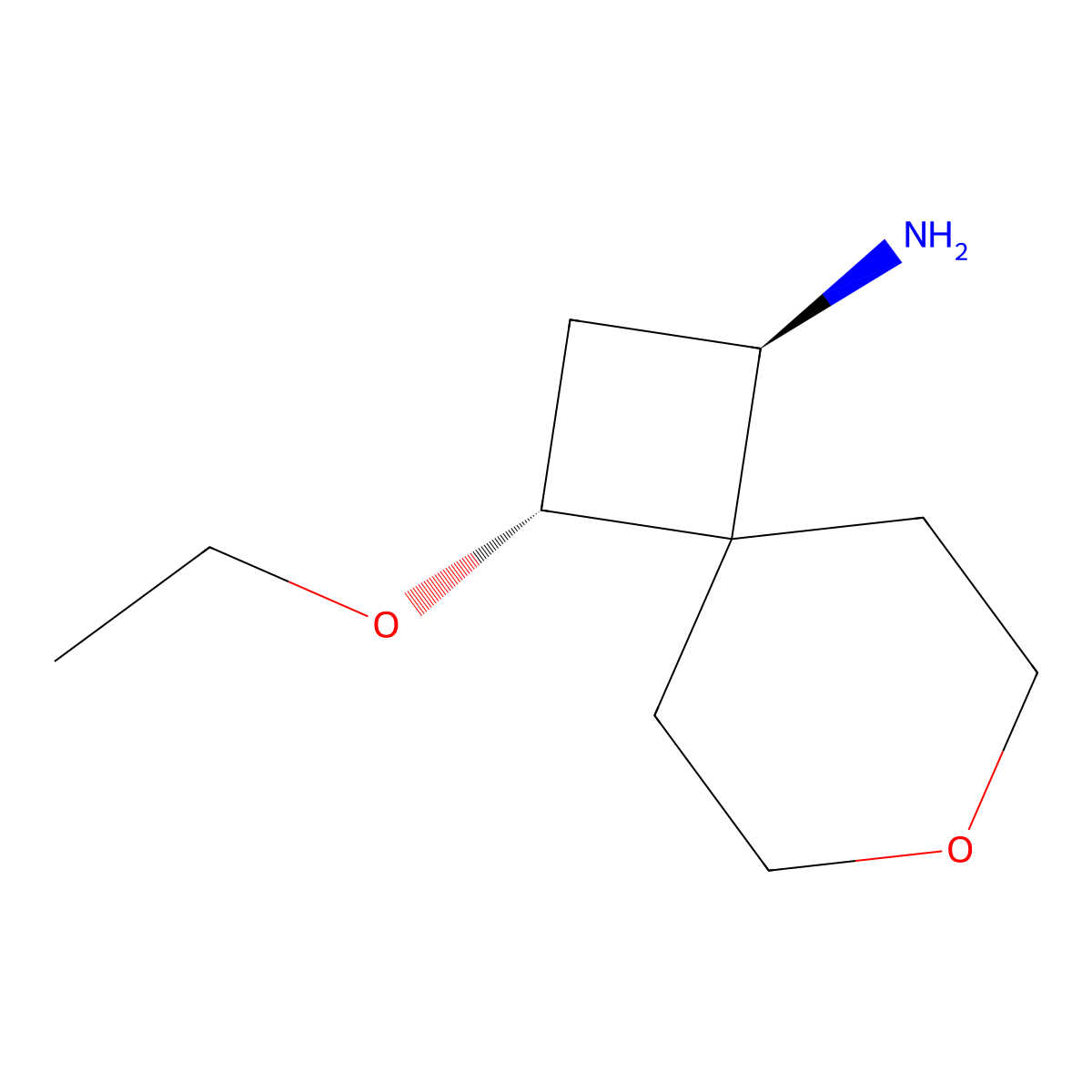 Rel-(1R,3R)-3-ethoxy-7-oxaspiro[3.5]nonan-1-amine molecular structure, CAS 2137780-75-5