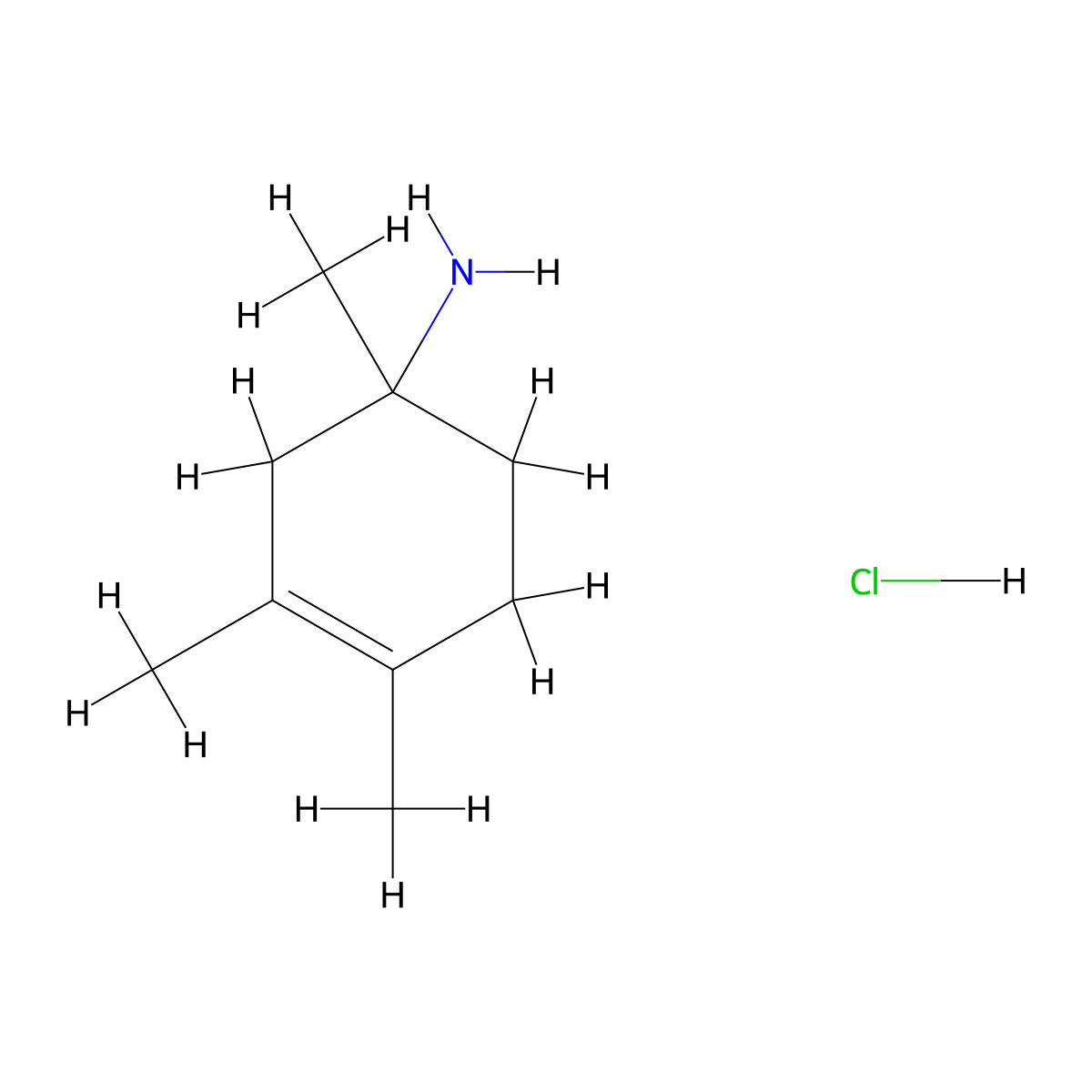1,3,4-Trimethylcyclohex-3-en-1-amine hydrochloride molecular structure, CAS 2137780-79-9