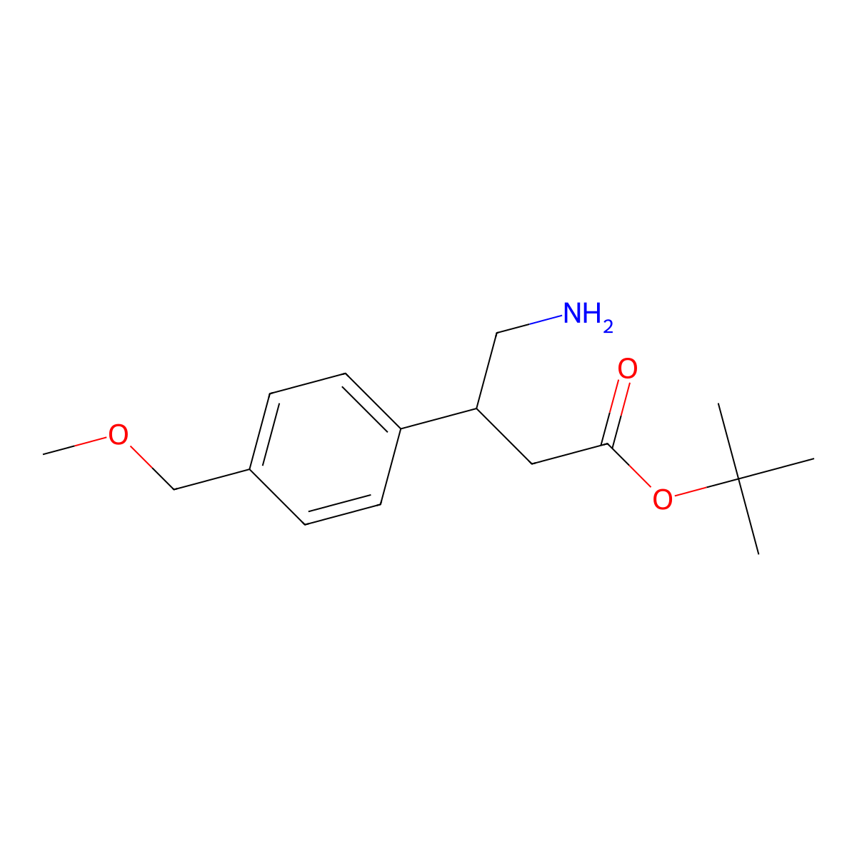 Tert-butyl 4-amino-3-[4-(methoxymethyl)phenyl]butanoate molecular structure, CAS 2137781-20-3