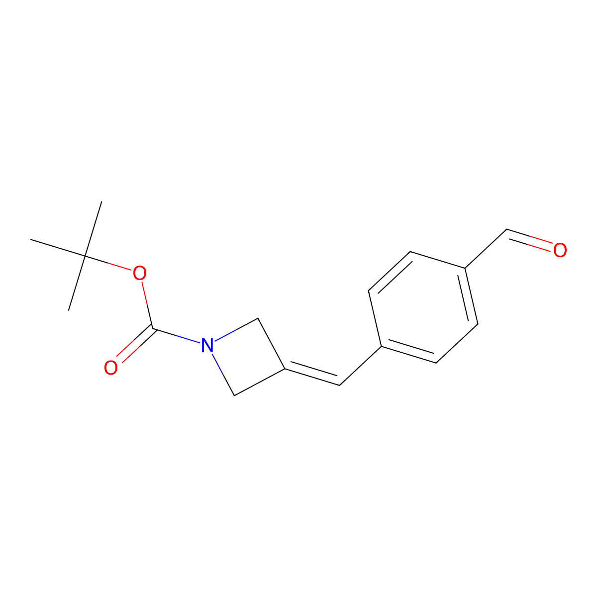 Tert-butyl 3-[(4-formylphenyl)methylidene]azetidine-1-carboxylate molecular structure, CAS 2137782-80-8