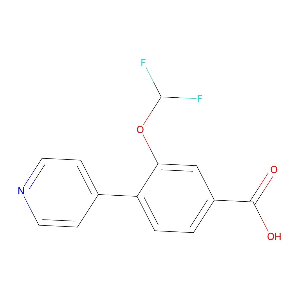 3-(Difluoromethoxy)-4-(pyridin-4-yl)benzoic acid molecular structure, CAS 2137783-07-2