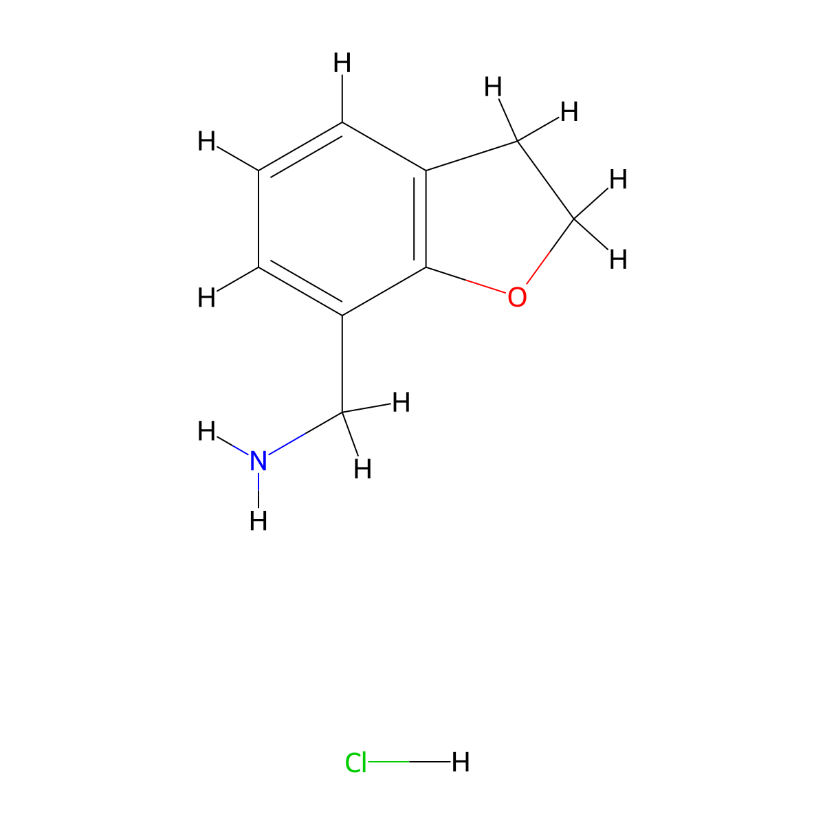 (2,3-Dihydro-1-benzofuran-7-yl)methanamine hydrochloride molecular structure, CAS 2137783-22-1