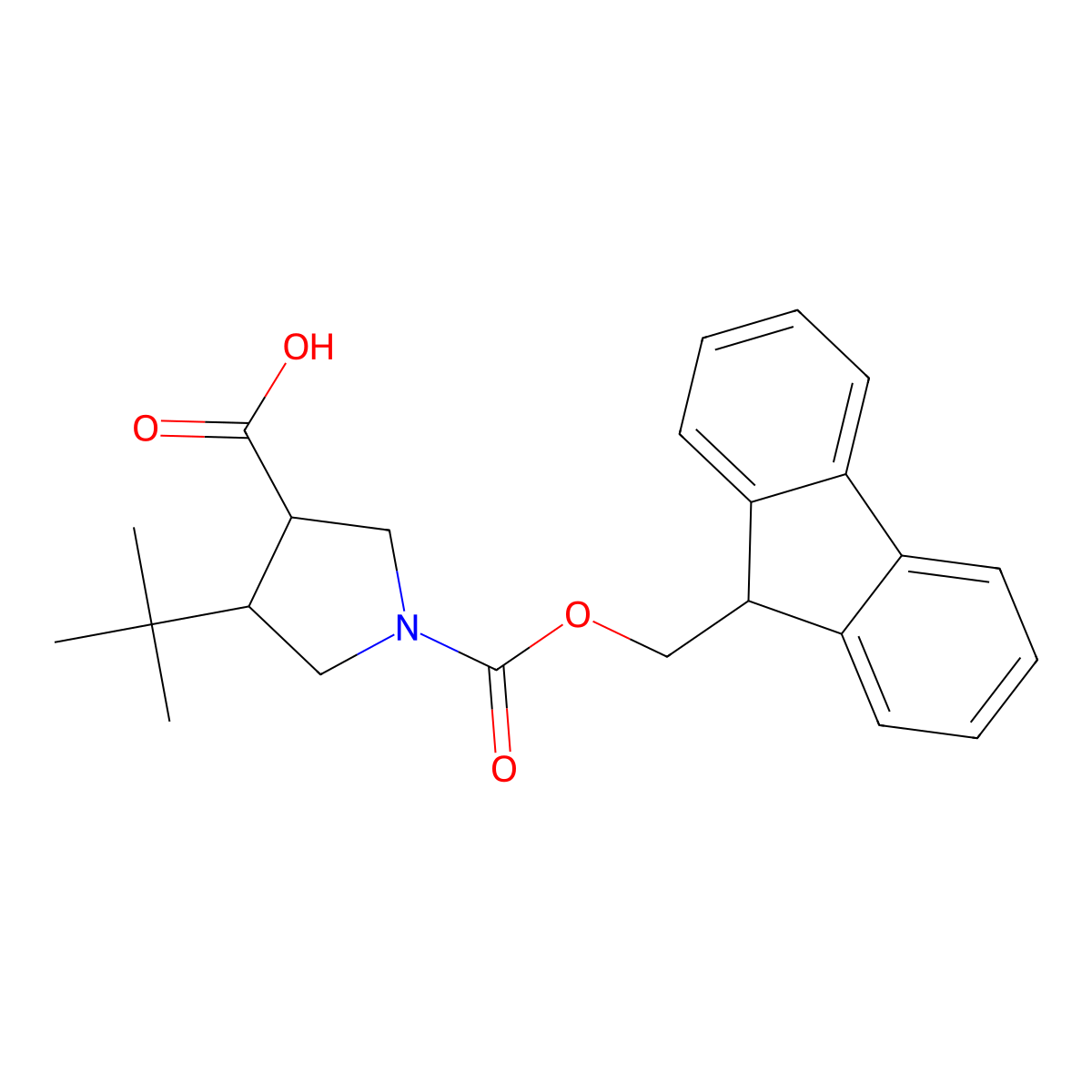 4-tert-butyl-1-{[(9H-fluoren-9-yl)methoxy]carbonyl}pyrrolidine-3-carboxylic acid molecular structure, CAS 2137783-39-0