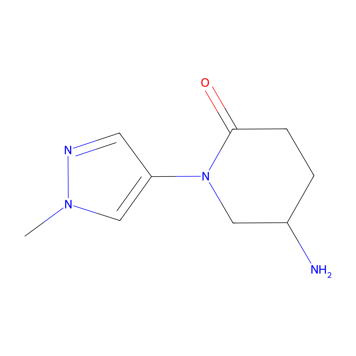 5-amino-1-(1-methyl-1H-pyrazol-4-yl)piperidin-2-one molecular structure, CAS 2137783-47-0