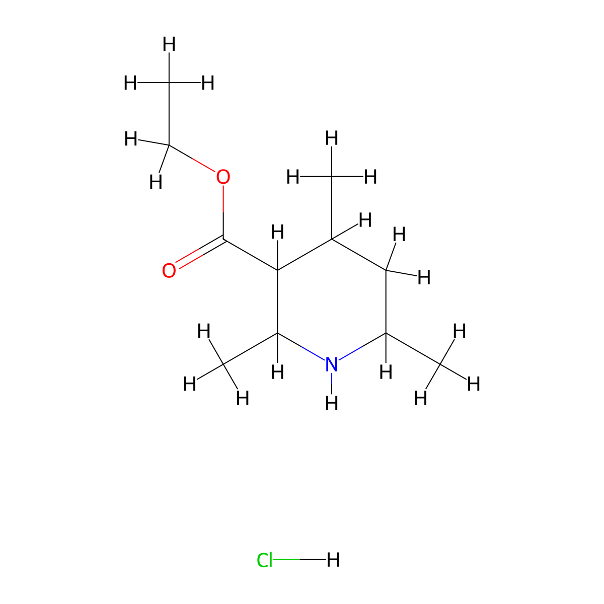 Ethyl 2,4,6-trimethylpiperidine-3-carboxylate hydrochloride molecular structure, CAS 2137784-39-3