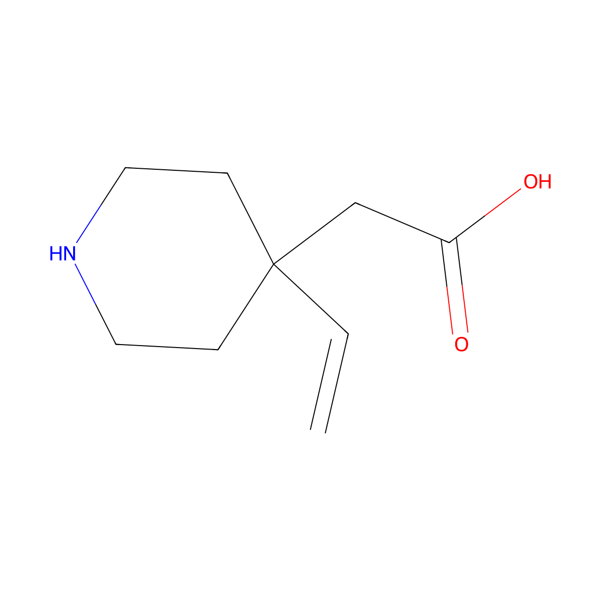2-(4-Ethenylpiperidin-4-yl)acetic acid molecular structure, CAS 2137784-55-3