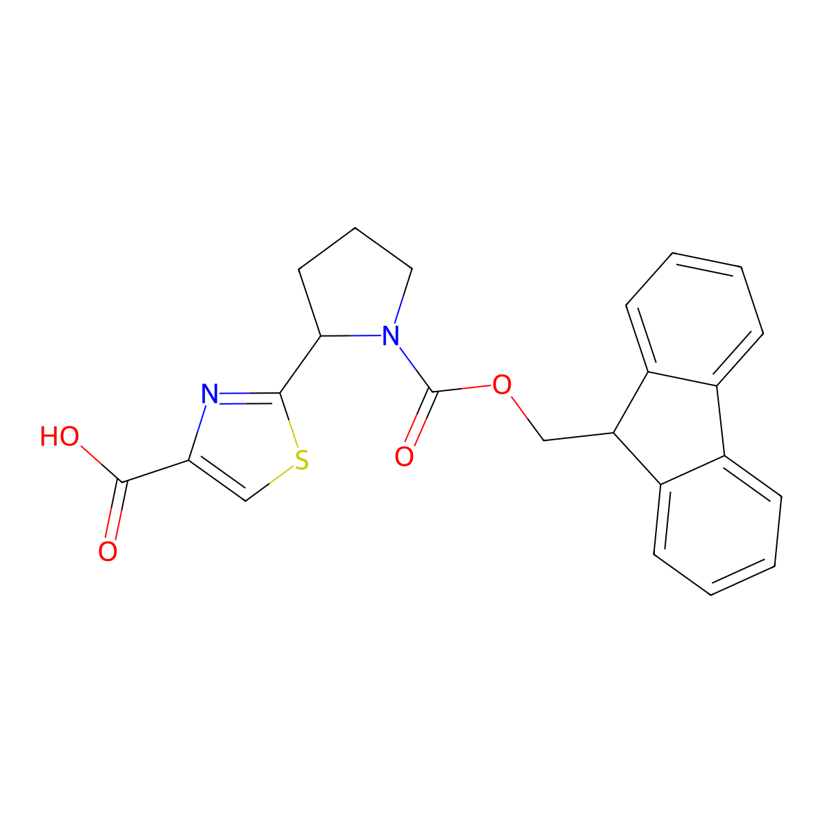 2-(1-{[(9H-fluoren-9-yl)methoxy]carbonyl}pyrrolidin-2-yl)-1,3-thiazole-4-carboxylic acid molecular structure, CAS 2137785-49-8