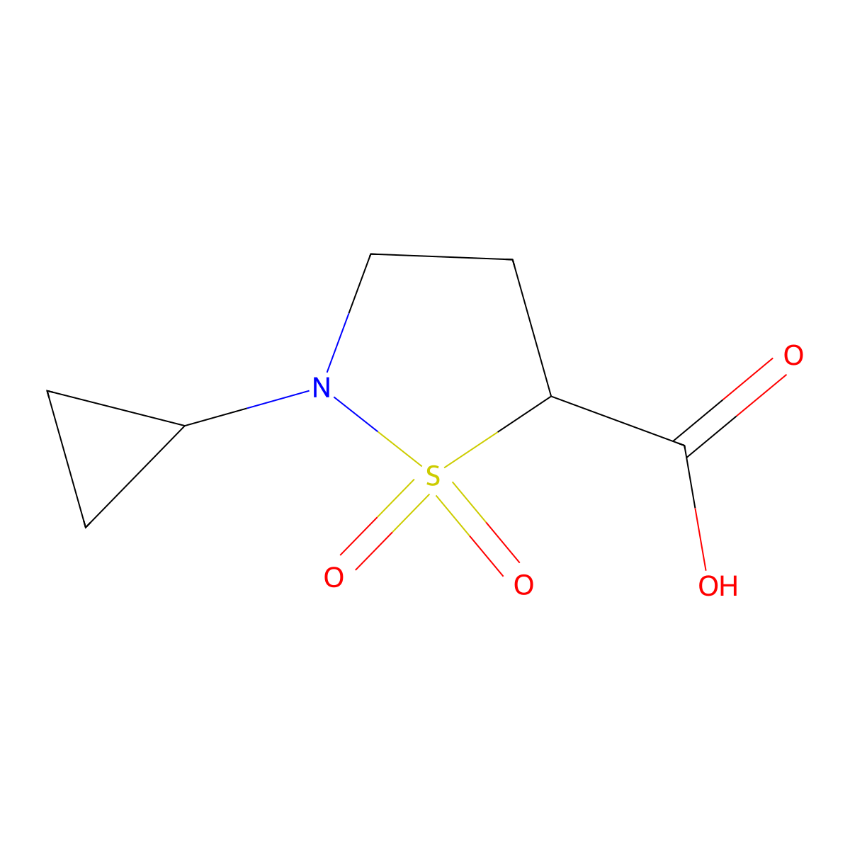 2-Cyclopropyl-1,1-dioxo-1lambda6,2-thiazolidine-5-carboxylicacid molecular structure, CAS 2137785-82-9