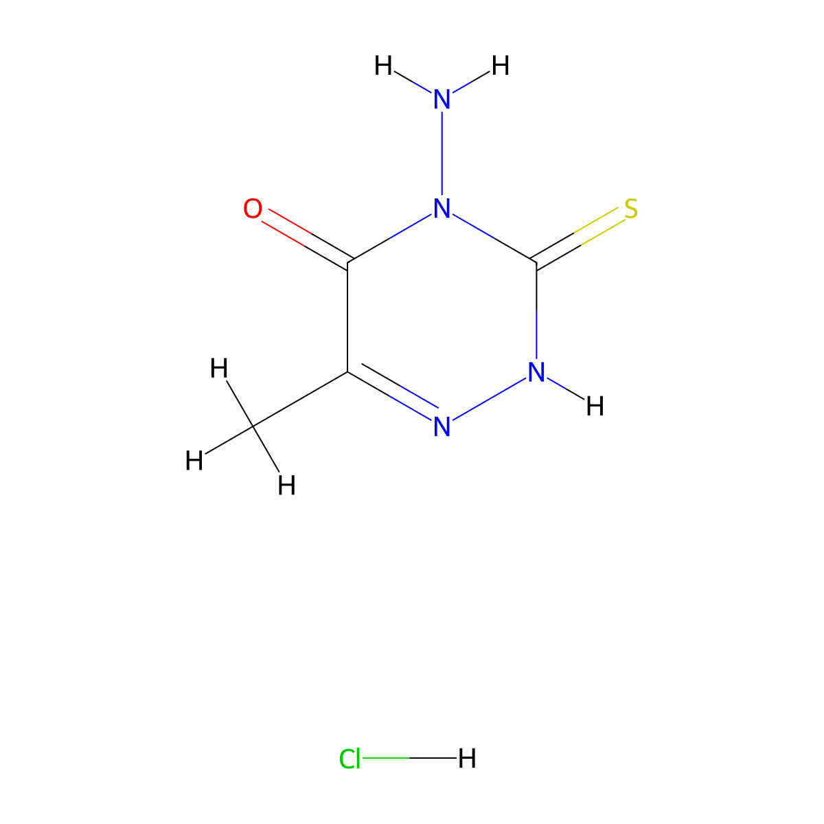 4-Amino-6-methyl-3-sulfanyl-4,5-dihydro-1,2,4-triazin-5-one hydrochloride molecular structure, CAS 2137786-24-2