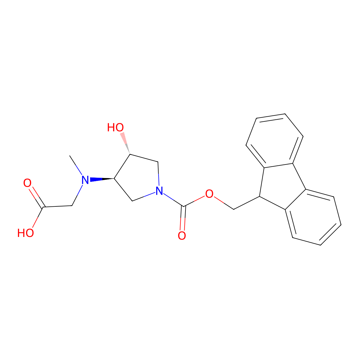 rac-2-{[(3R,4R)-1-{[(9H-fluoren-9-yl)methoxy]carbonyl}-4-hydroxypyrrolidin-3-yl](methyl)amino}acetic acid molecular structure, CAS 2137786-37-7