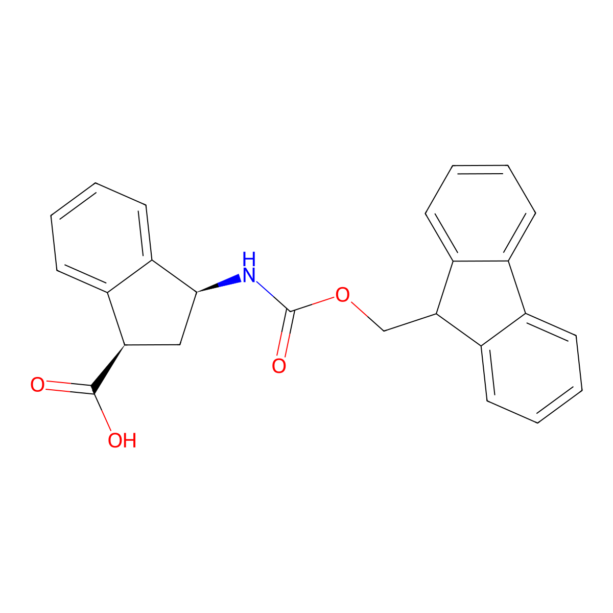 rac-(1R,3S)-3-((((9H-fluoren-9-yl)methoxy)carbonyl)amino)-2,3-dihydro-1H-indene-1-carboxylic acid molecular structure, CAS 2137786-49-1