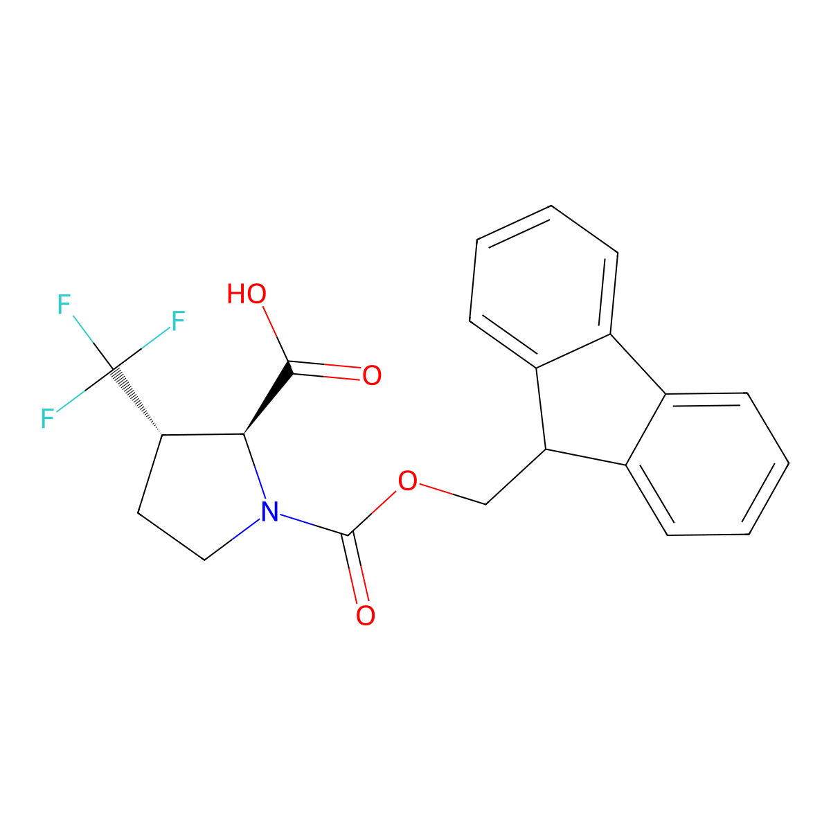 rac-(2R,3R)-1-{[(9H-fluoren-9-yl)methoxy]carbonyl}-3-(trifluoromethyl)pyrrolidine-2-carboxylic acid molecular structure, CAS 2137786-64-0