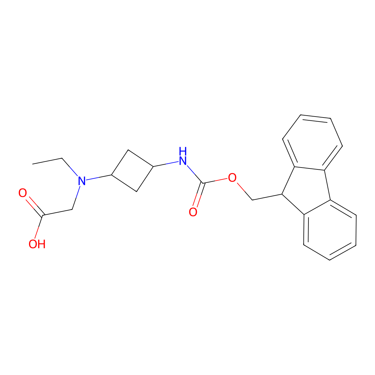 2-{ethyl[3-({[(9H-fluoren-9-yl)methoxy]carbonyl}amino)cyclobutyl]amino}acetic acid molecular structure, CAS 2137786-75-3