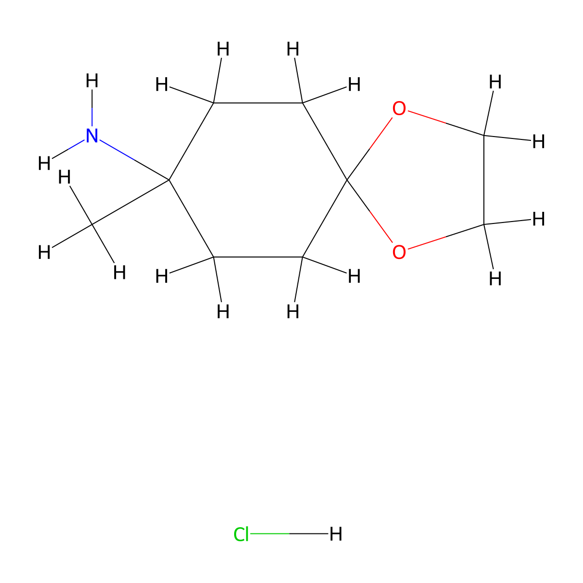 8-Methyl-1,4-dioxaspiro(4.5)decan-8-amine hydrochloride molecular structure, CAS 2137787-09-6