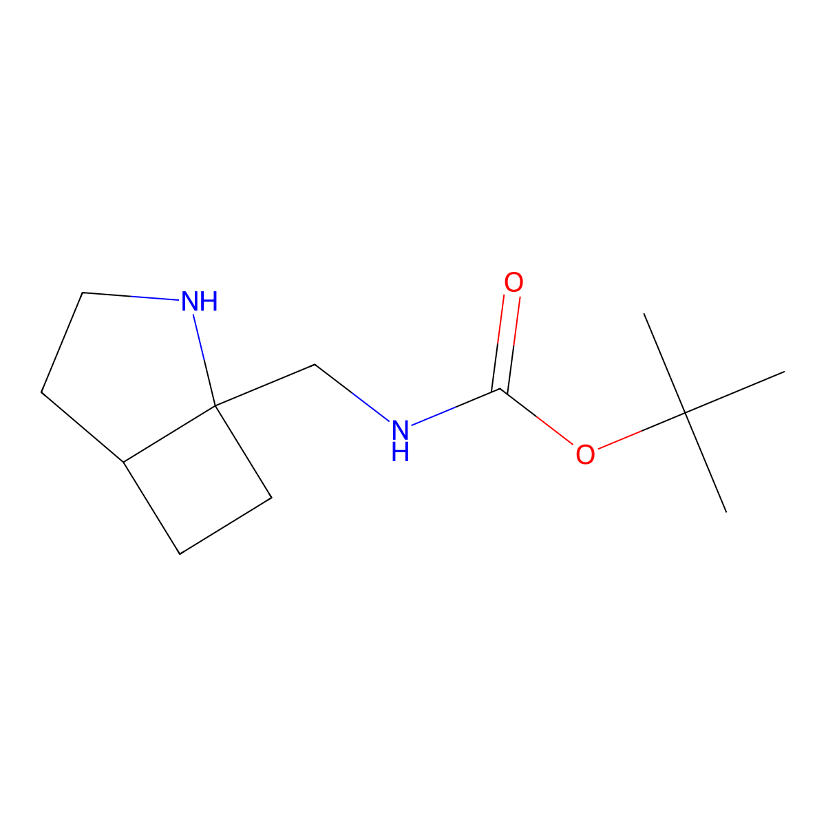 tert-butyl N-((2-azabicyclo(3.2.0)heptan-1-yl)methyl)carbamate molecular structure, CAS 2137787-17-6