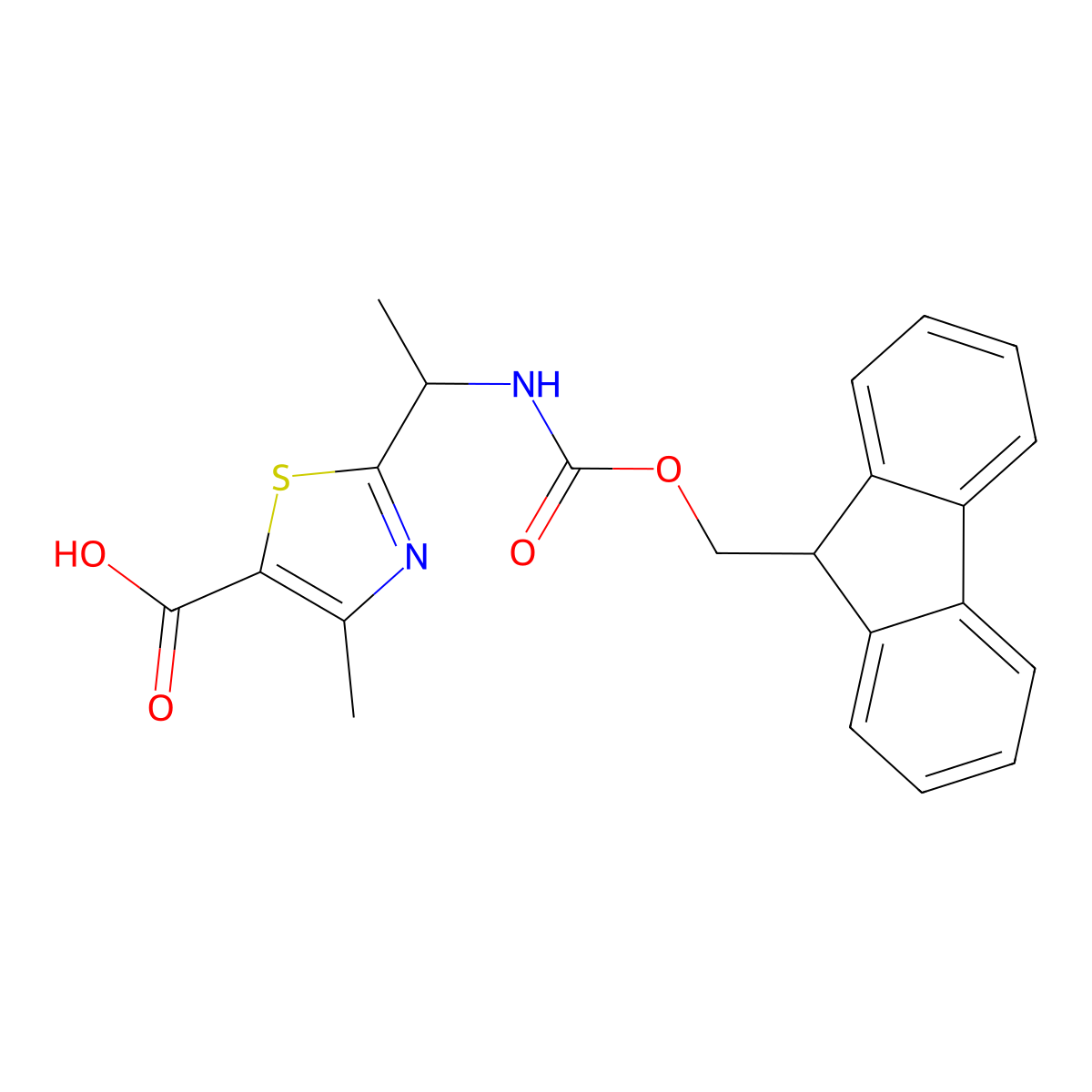 2-[1-({[(9H-fluoren-9-yl)methoxy]carbonyl}amino)ethyl]-4-methyl-1,3-thiazole-5-carboxylic acid molecular structure, CAS 2137787-63-2